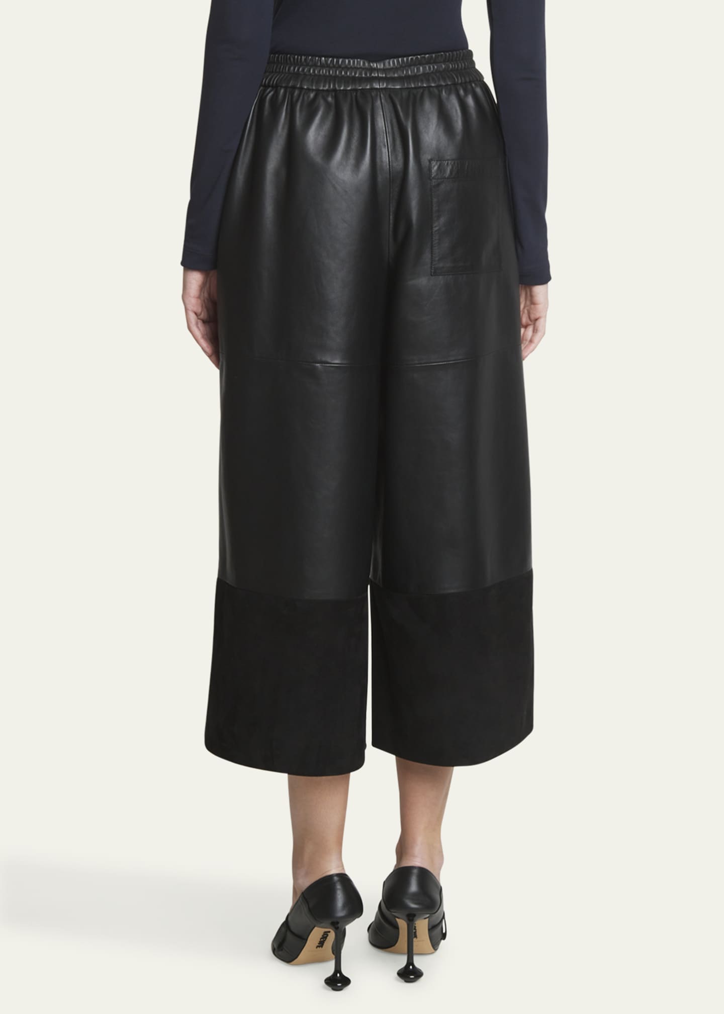 Loewe Cropped Leather and Suede Trousers Image 3 of 5