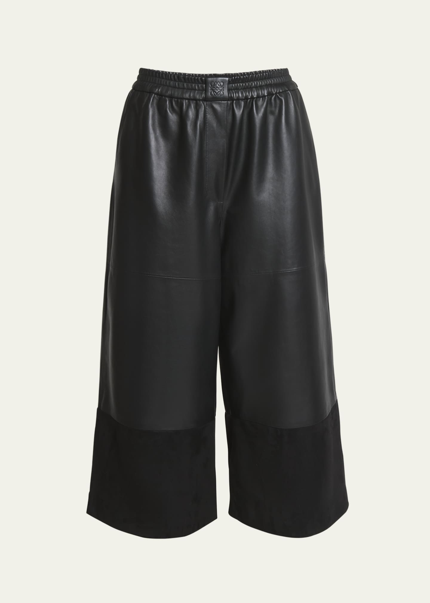 Loewe Cropped Leather and Suede Trousers Image 1 of 5
