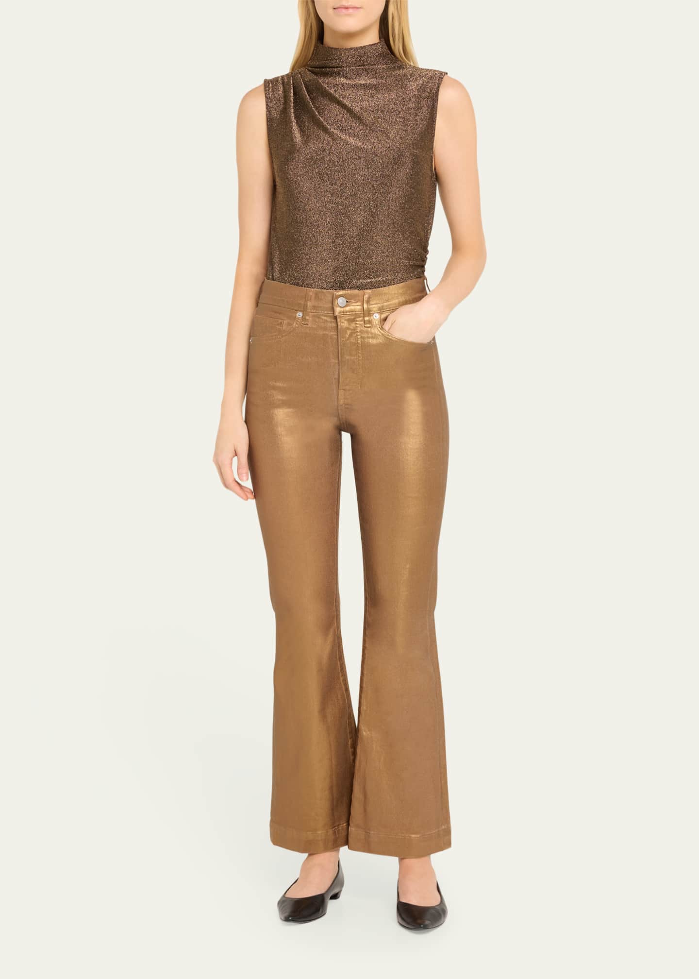Veronica Beard Carson Metallic Ankle Flare Jeans Image 2 of 5