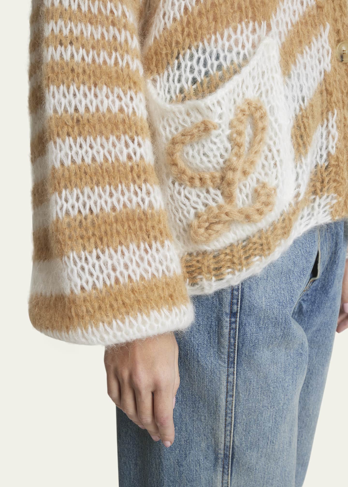 Loewe Stripe Anagram Embroidered Mohair Wool Cardigan Image 5 of 5