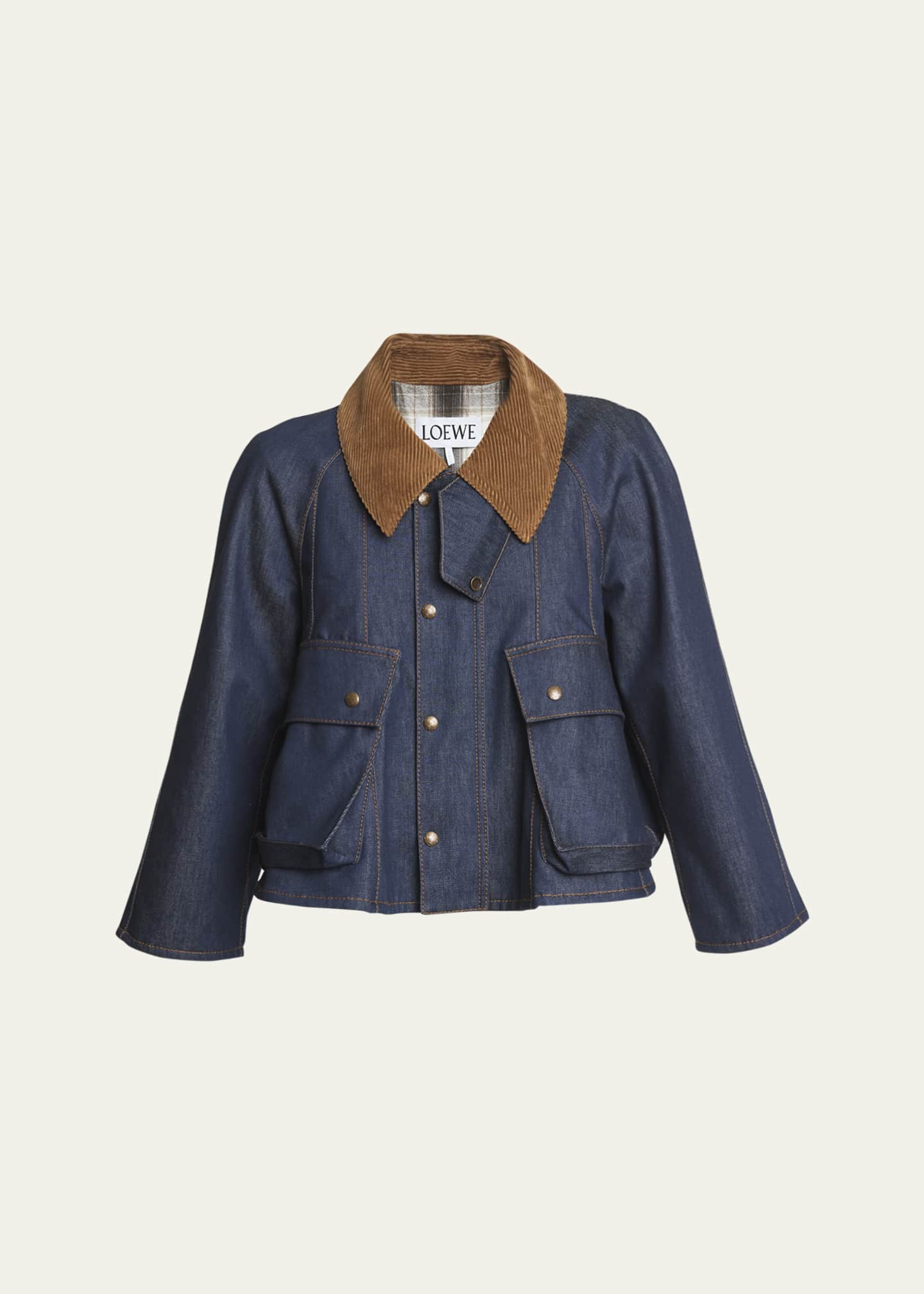 Loewe Collared Denim Trapeze Jacket Bergdorf Goodman