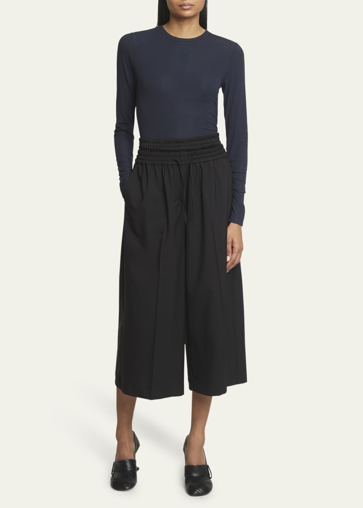 Loewe Cropped Double Waistband Wool Trousers Image 2 of 5