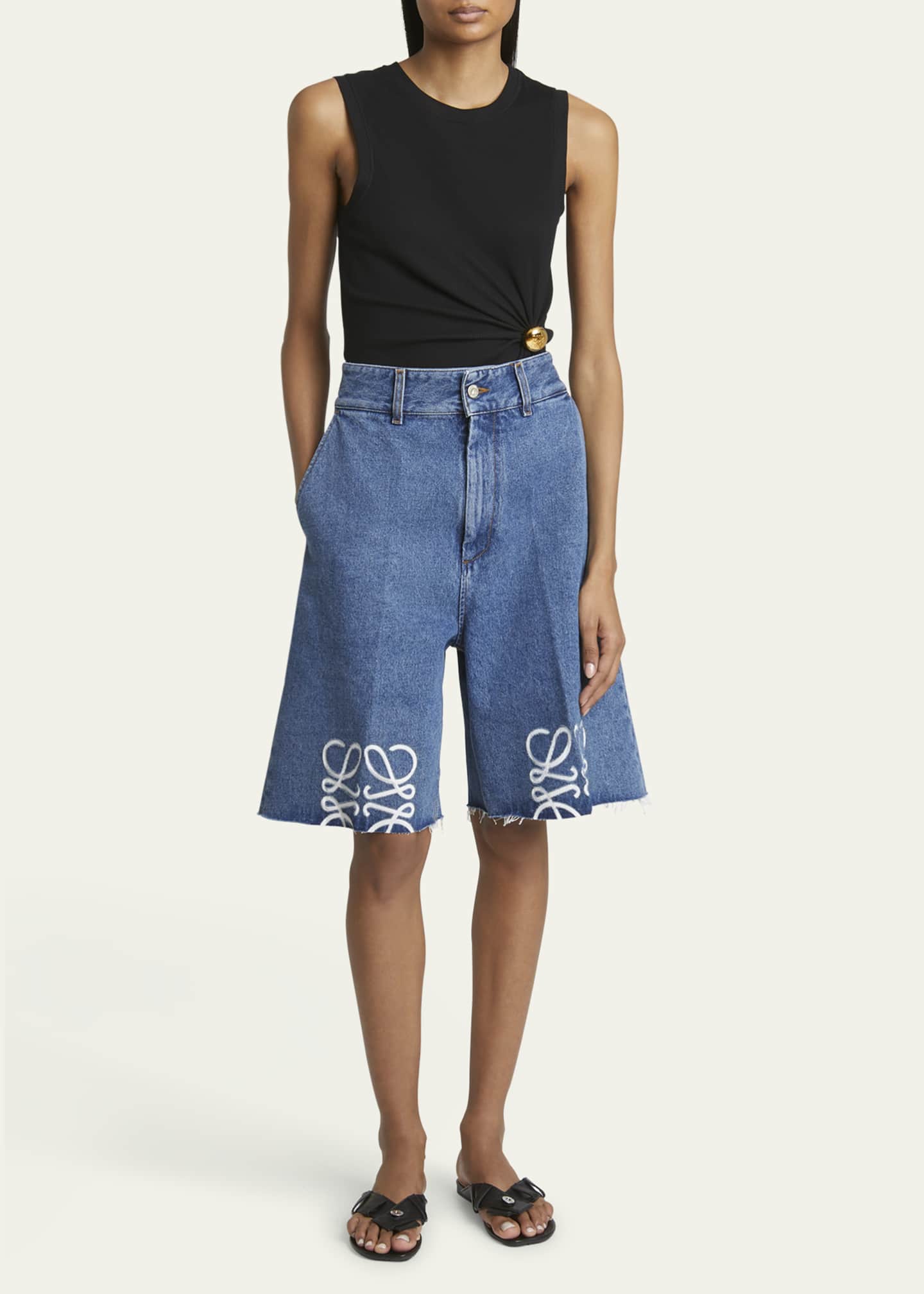Loewe Anagram Long Denim Shorts Image 2 of 4