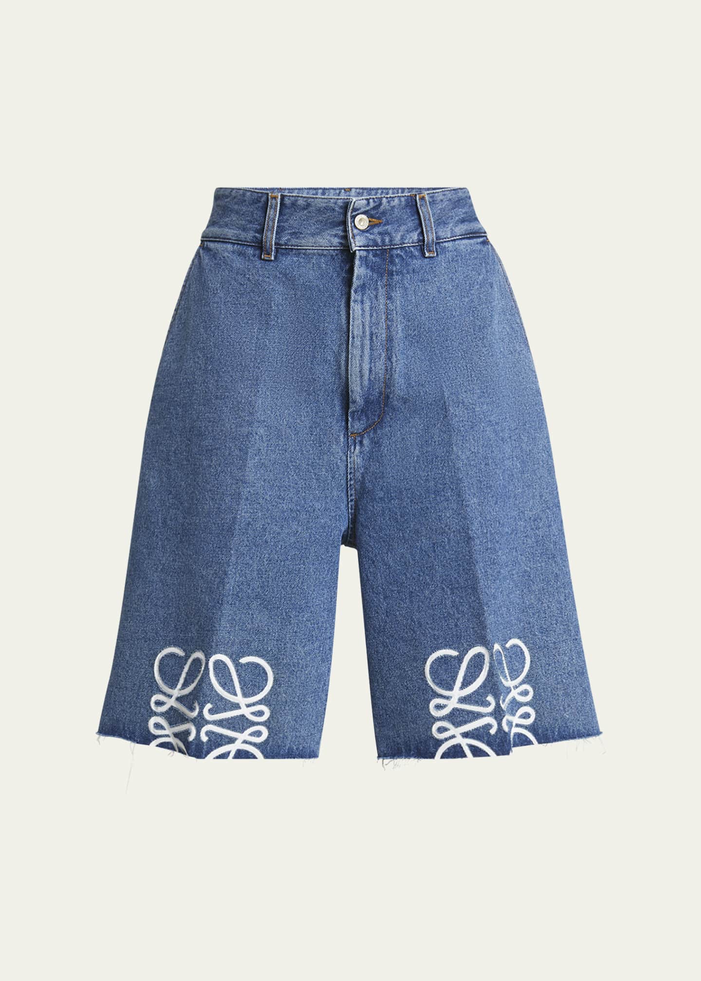 Loewe Anagram Long Denim Shorts Image 1 of 4