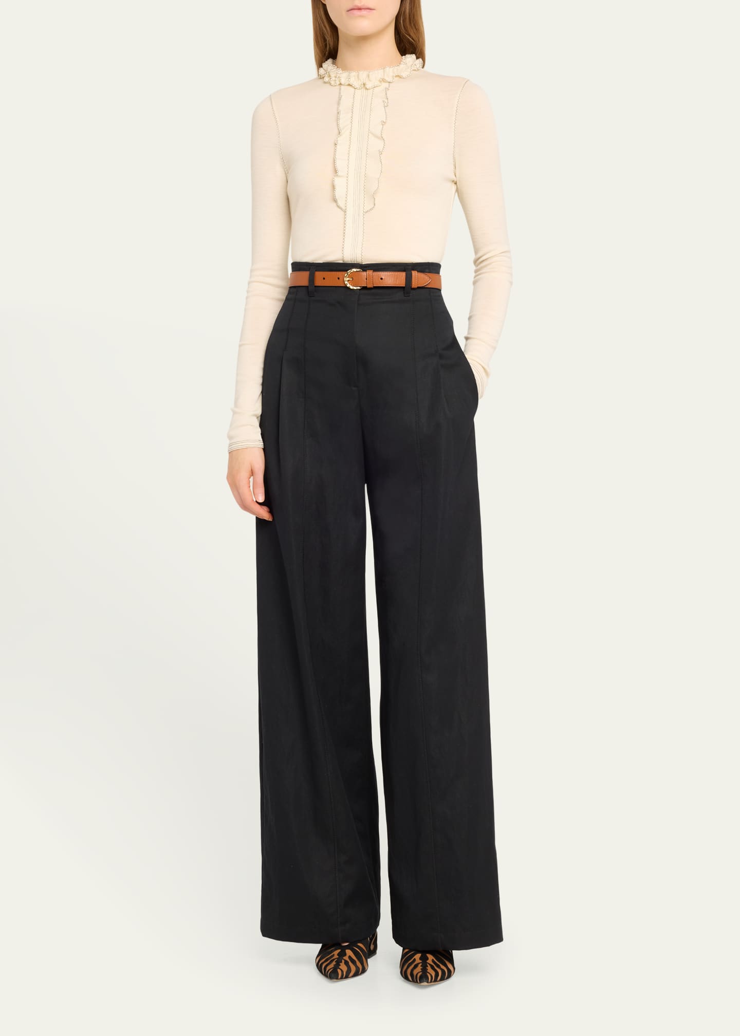 Ulla Johnson Asha Ruffle-Collar Wool Knit Bib Top Image 2 of 5