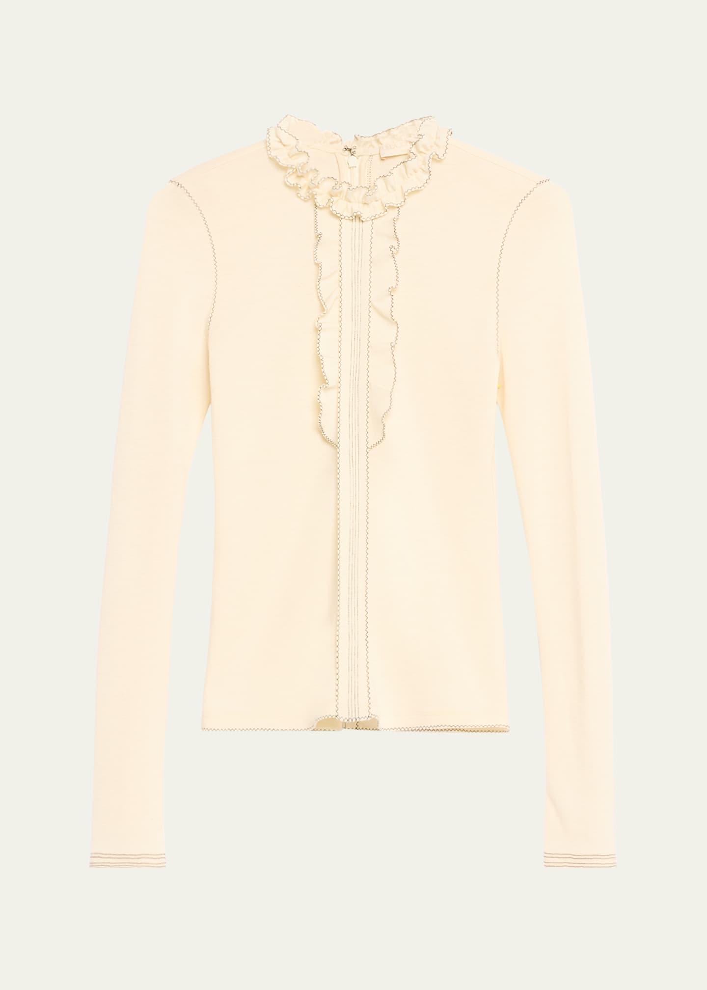 Ulla Johnson Asha Ruffle-Collar Wool Knit Bib Top Image 1 of 5