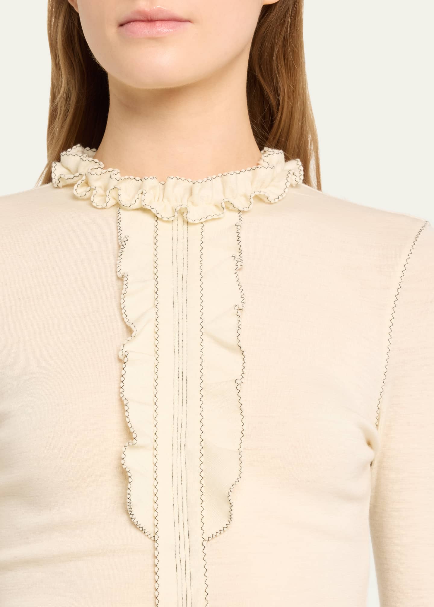 Ulla Johnson Asha Ruffle-Collar Wool Knit Bib Top Image 5 of 5