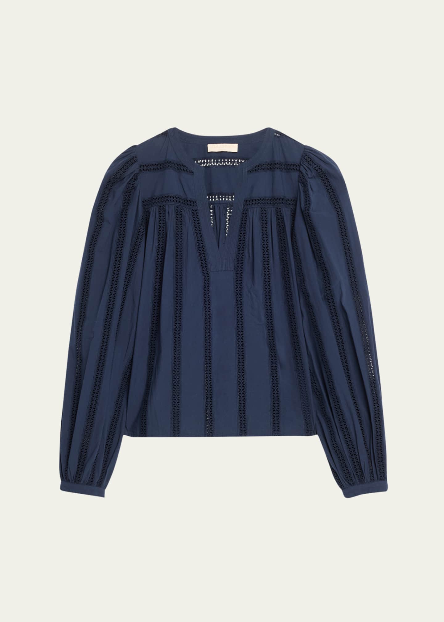 Ulla Johnson Rowan Embroidered Cotton Puff-Sleeve Blouse Image 1 of 5