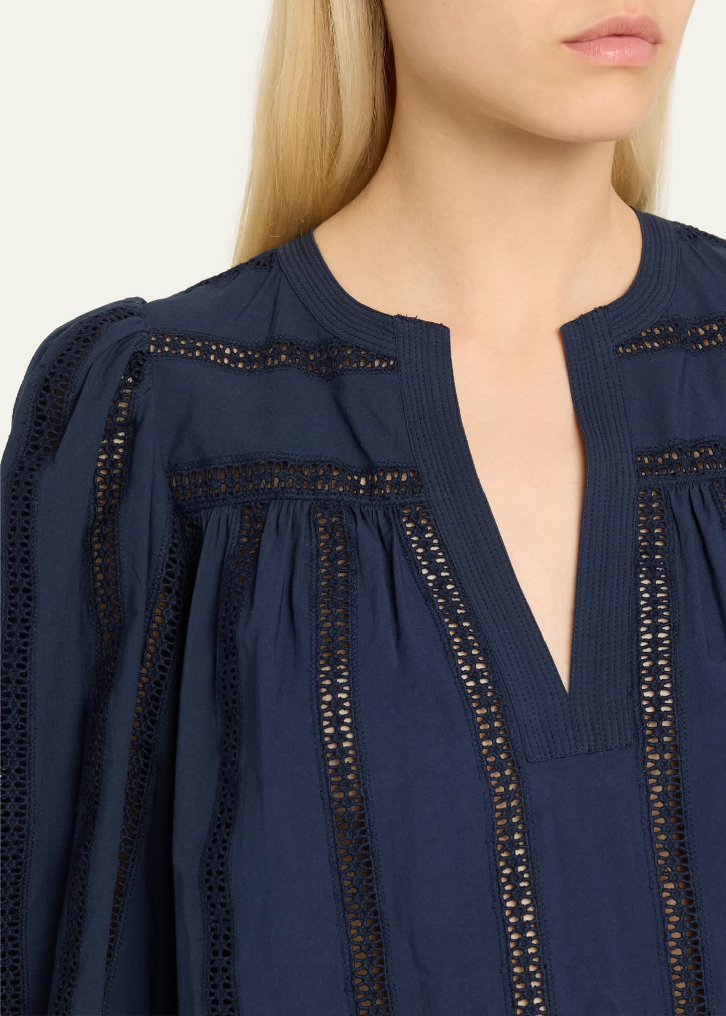 Ulla Johnson Rowan Embroidered Cotton Puff-Sleeve Blouse Image 5 of 5