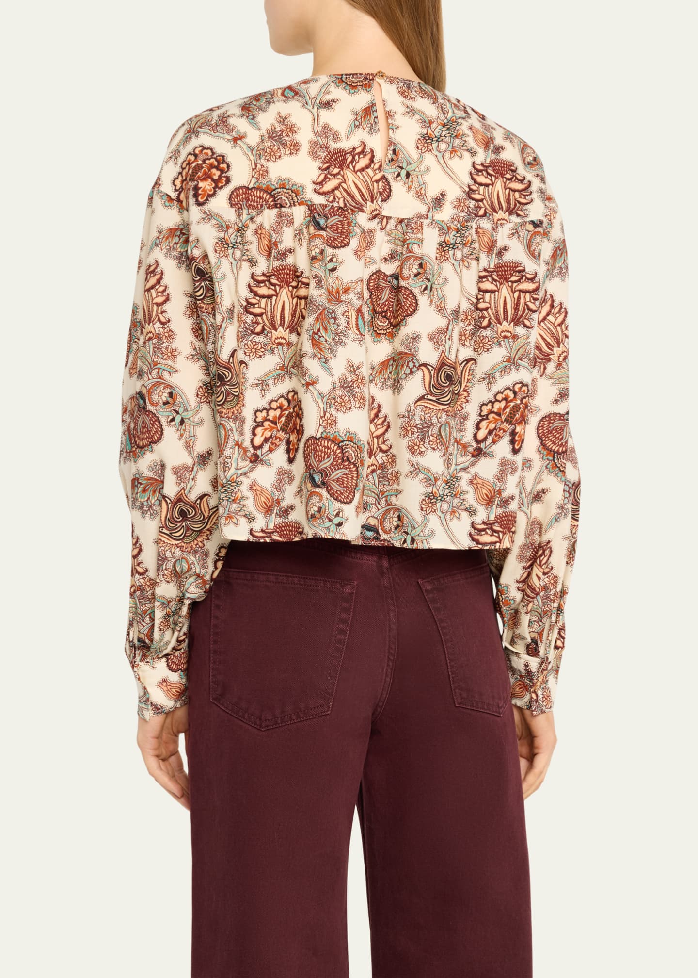 Ulla Johnson Esen Wool-Blend Floral-Print Blouse Image 3 of 5