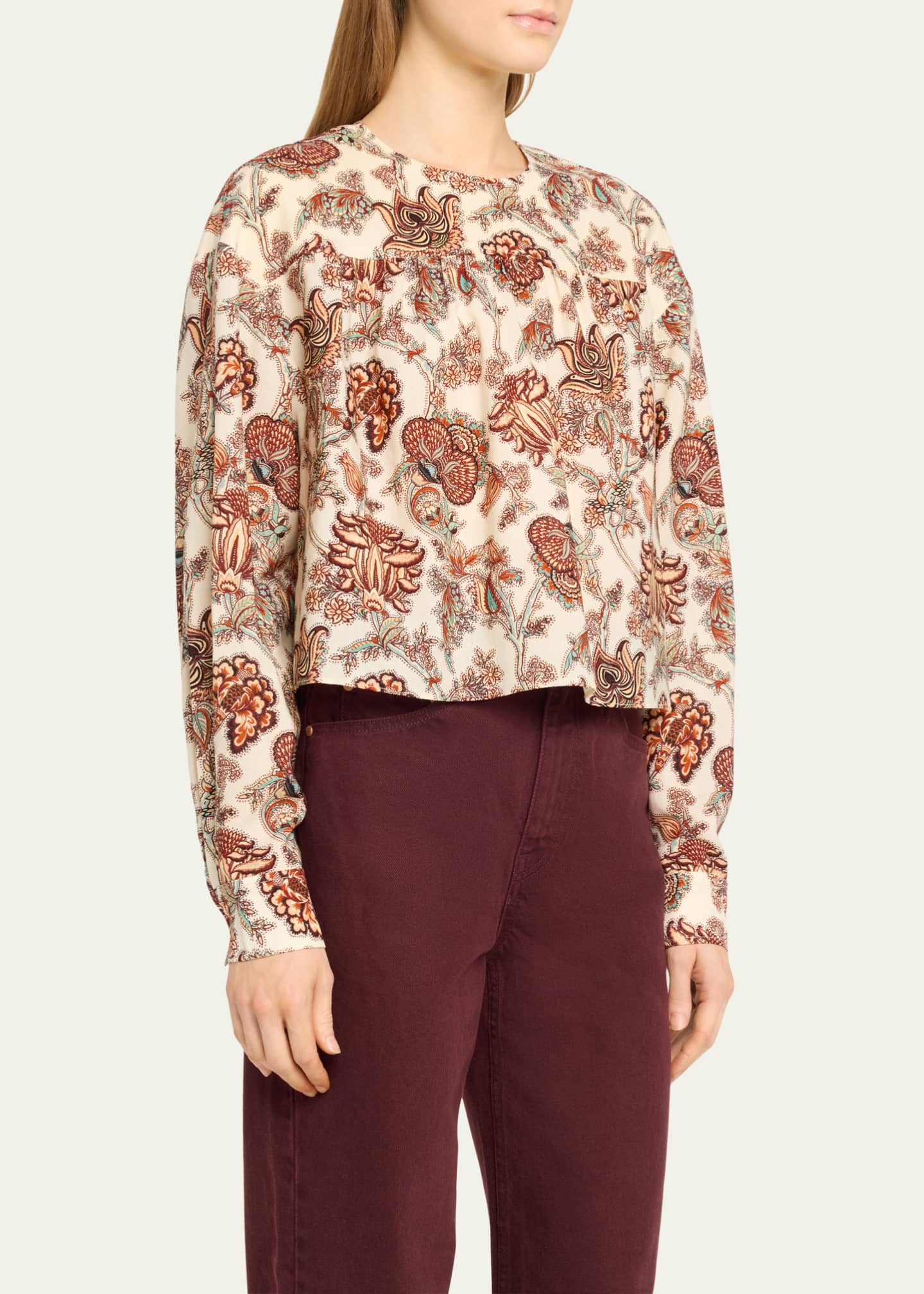 Ulla Johnson Esen Wool-Blend Floral-Print Blouse Image 4 of 5