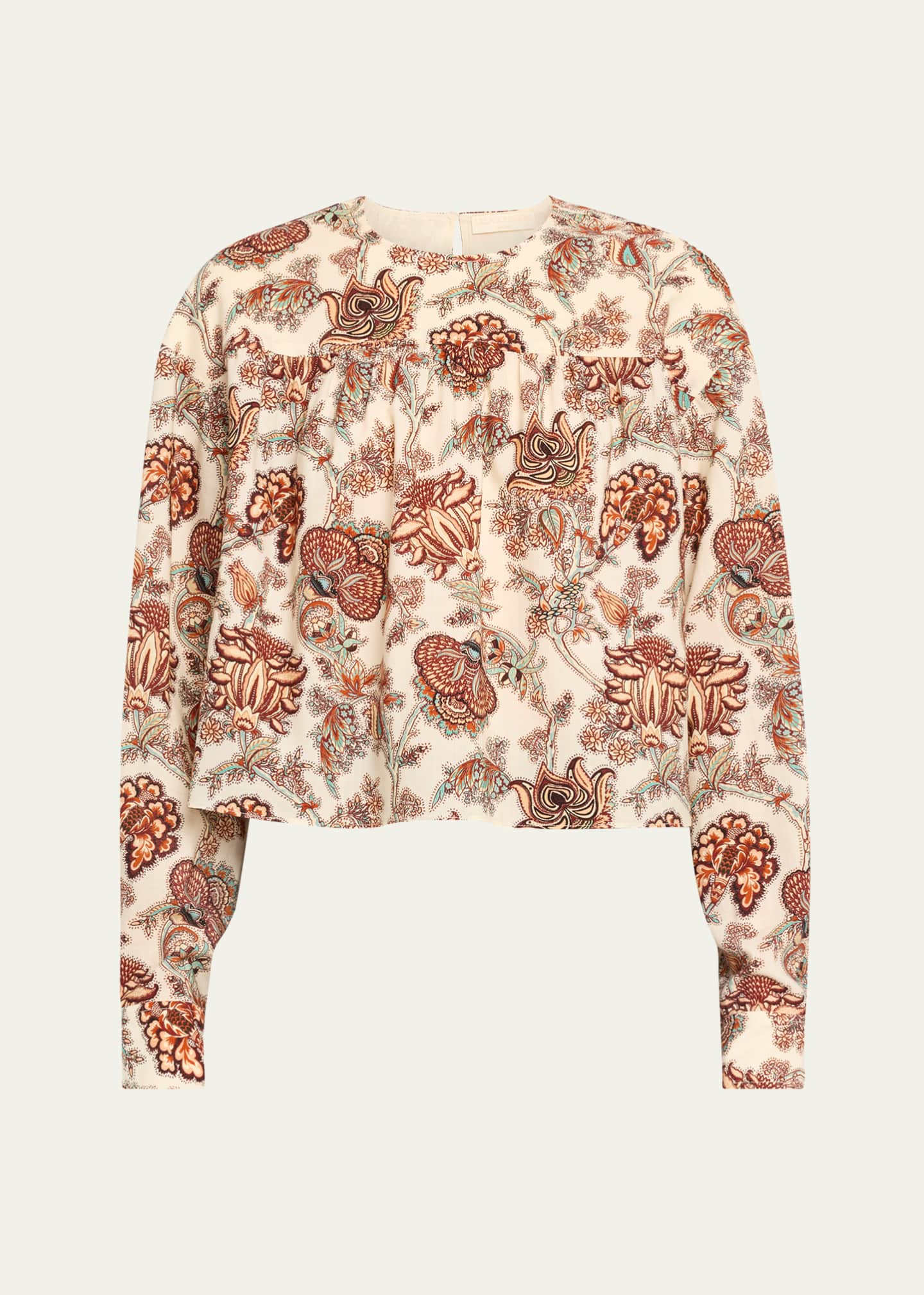 Ulla Johnson Esen Wool-Blend Floral-Print Blouse Image 1 of 5