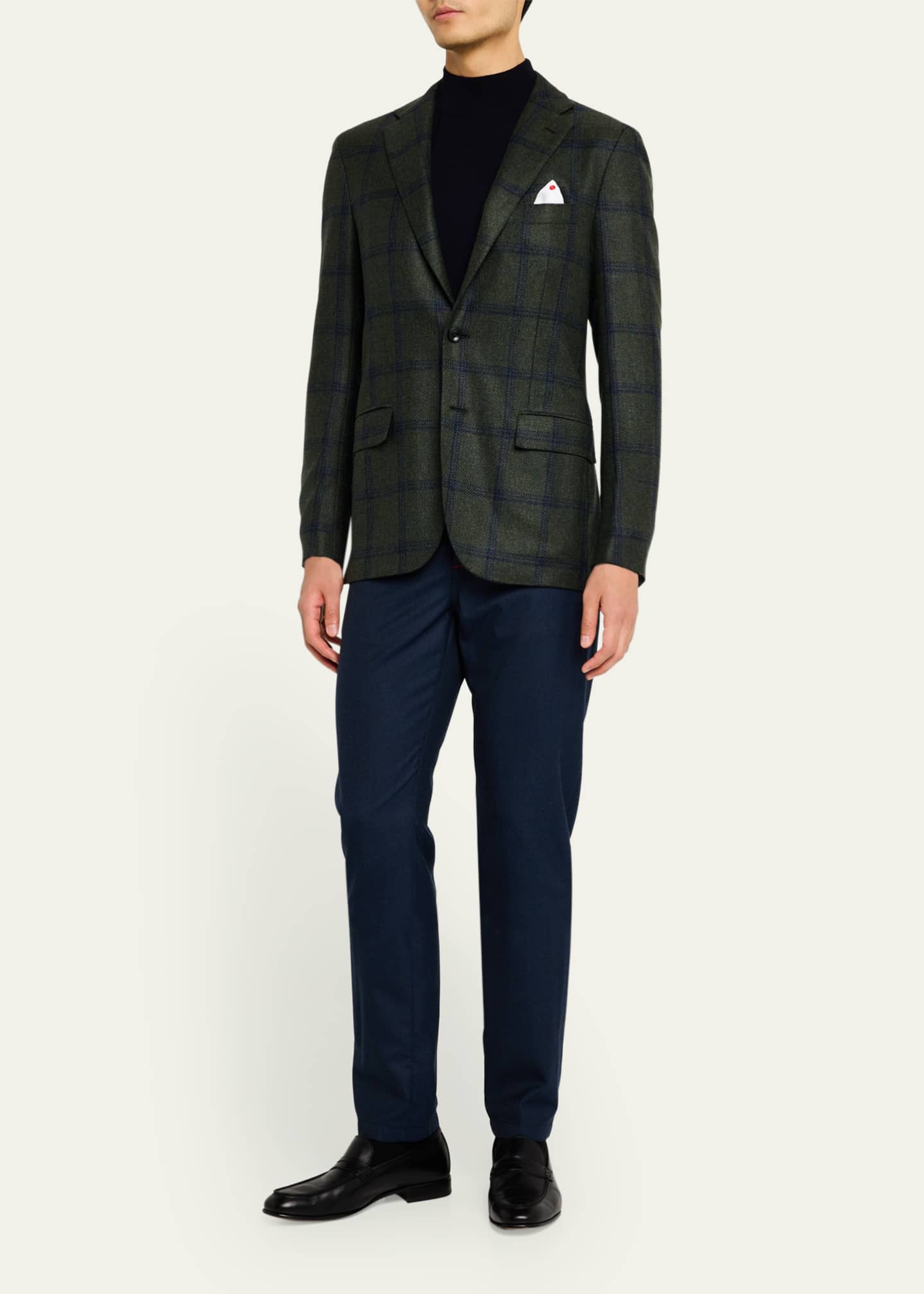 Kiton Men's Cashmere-Blend Windowpane Sport Coat Image 2 of 8