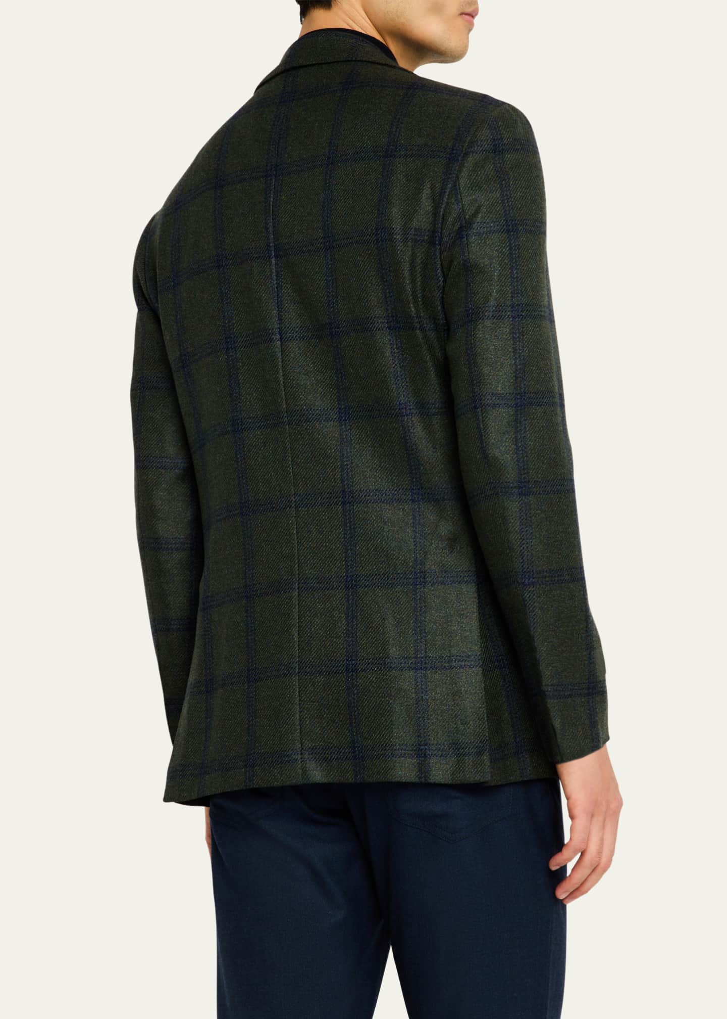 Kiton Men's Cashmere-Blend Windowpane Sport Coat Image 3 of 8