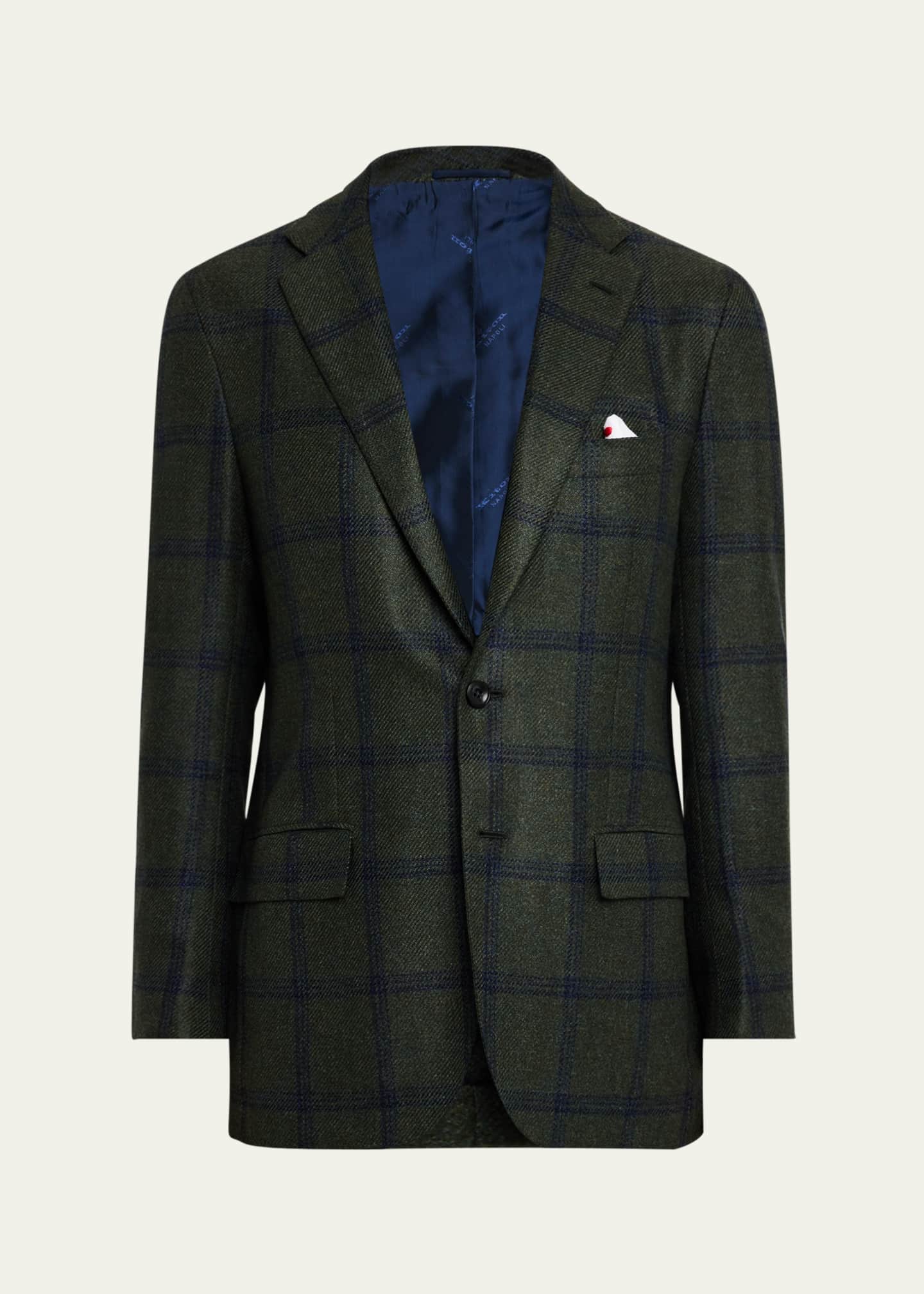 Kiton Men's Cashmere-Blend Windowpane Sport Coat Image 1 of 8