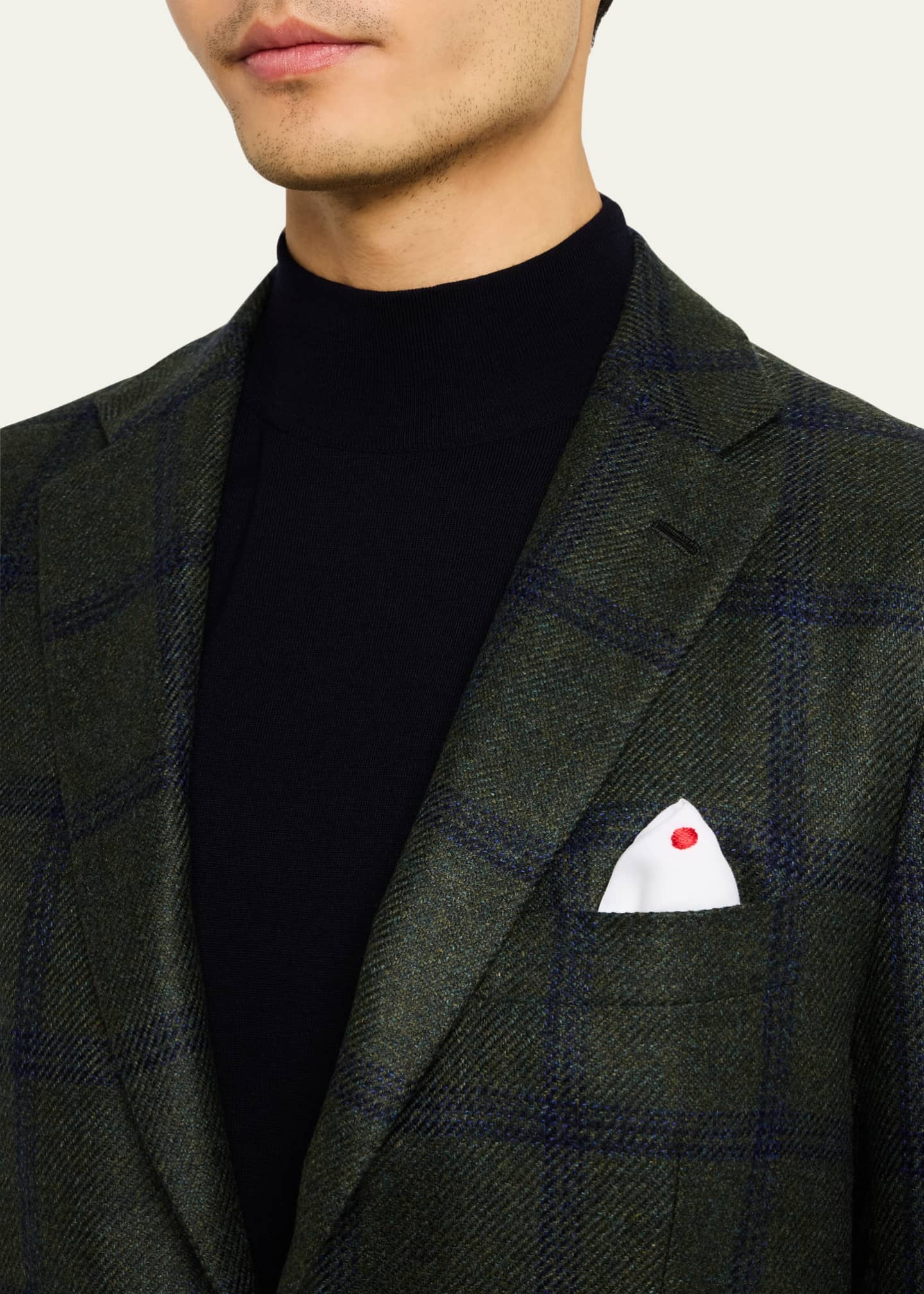 Kiton Men's Cashmere-Blend Windowpane Sport Coat Image 5 of 8