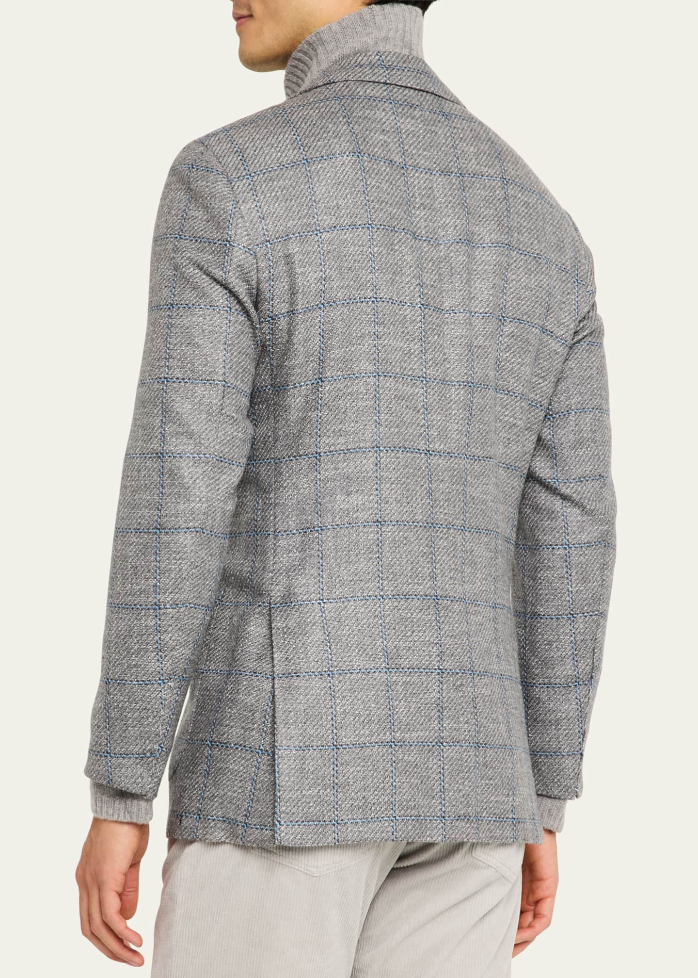 Kiton Men's Cashmere-Blend Windowpane Sport Coat Image 3 of 8
