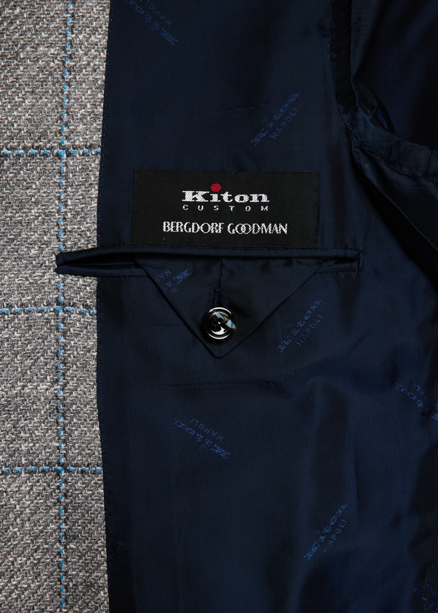 Kiton Men's Cashmere-Blend Windowpane Sport Coat Image 6 of 8