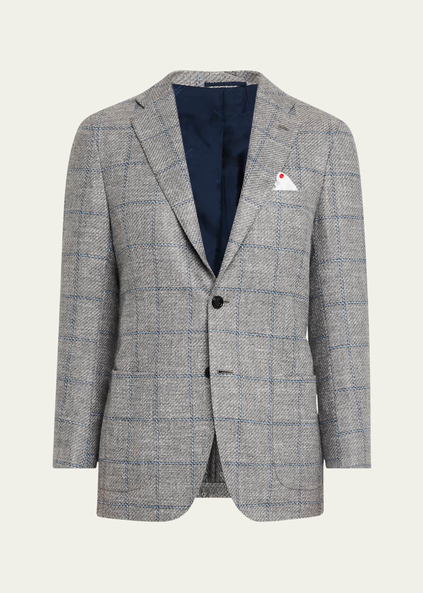 Kiton Men's Cashmere-Blend Windowpane Sport Coat Image 1 of 8
