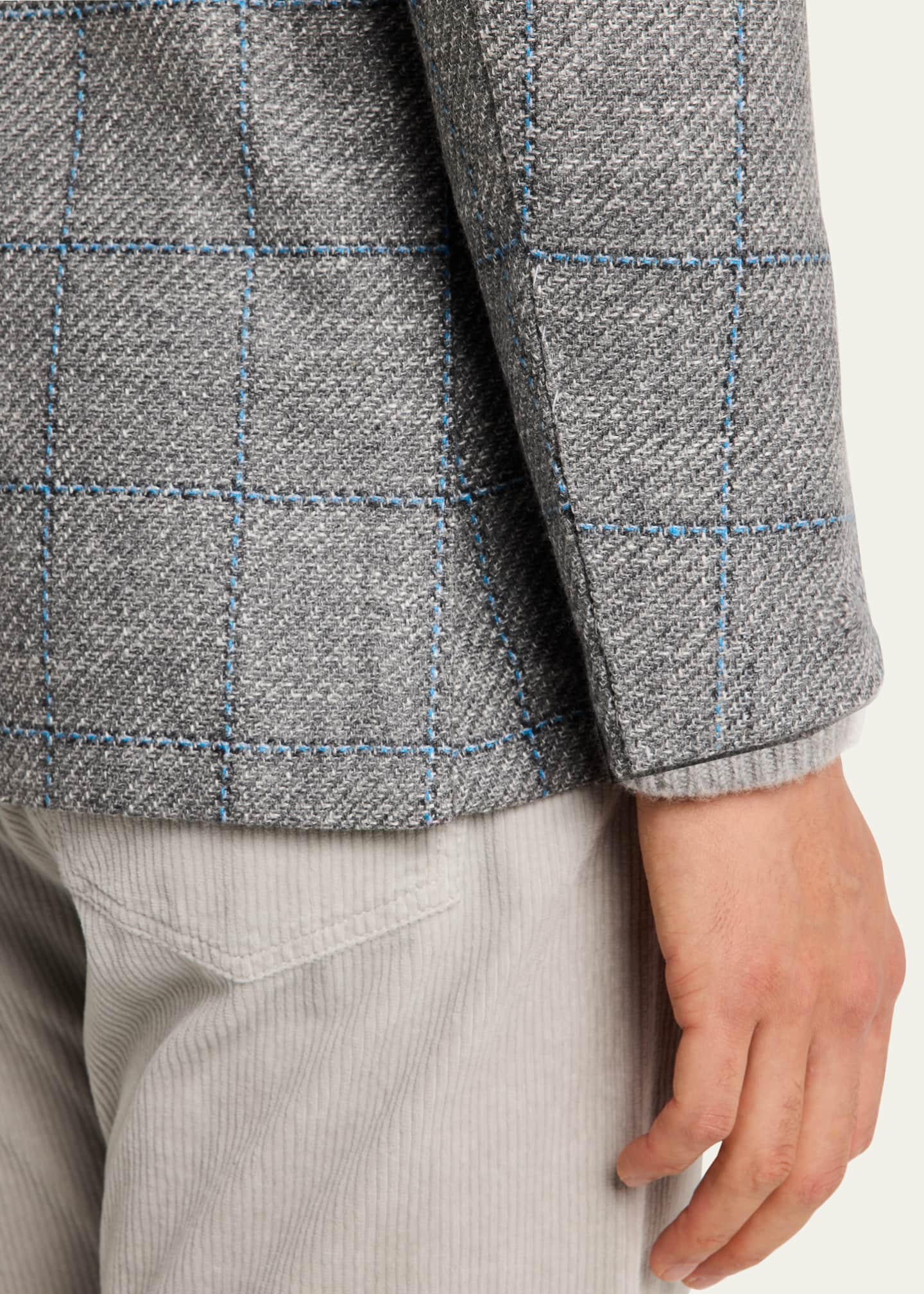 Kiton Men's Cashmere-Blend Windowpane Sport Coat Image 8 of 8