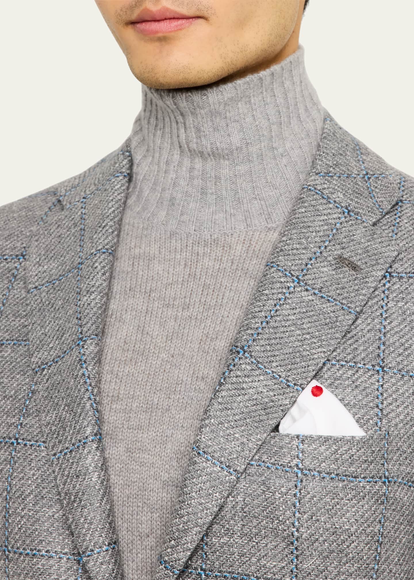 Kiton Men's Cashmere-Blend Windowpane Sport Coat Image 5 of 8