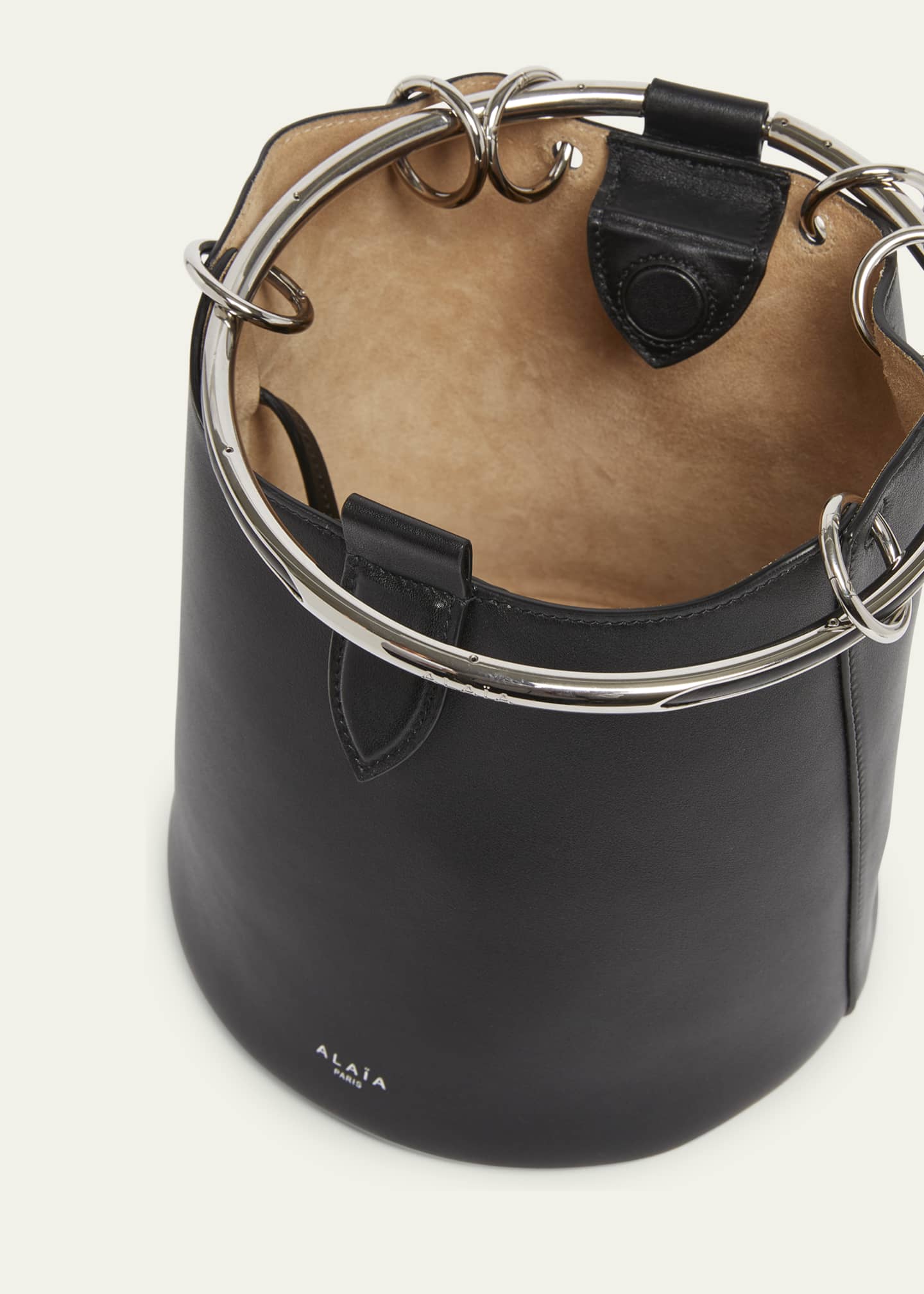 ALAIA Medium Ring Bucket Bag in Leather Image 4 of 5