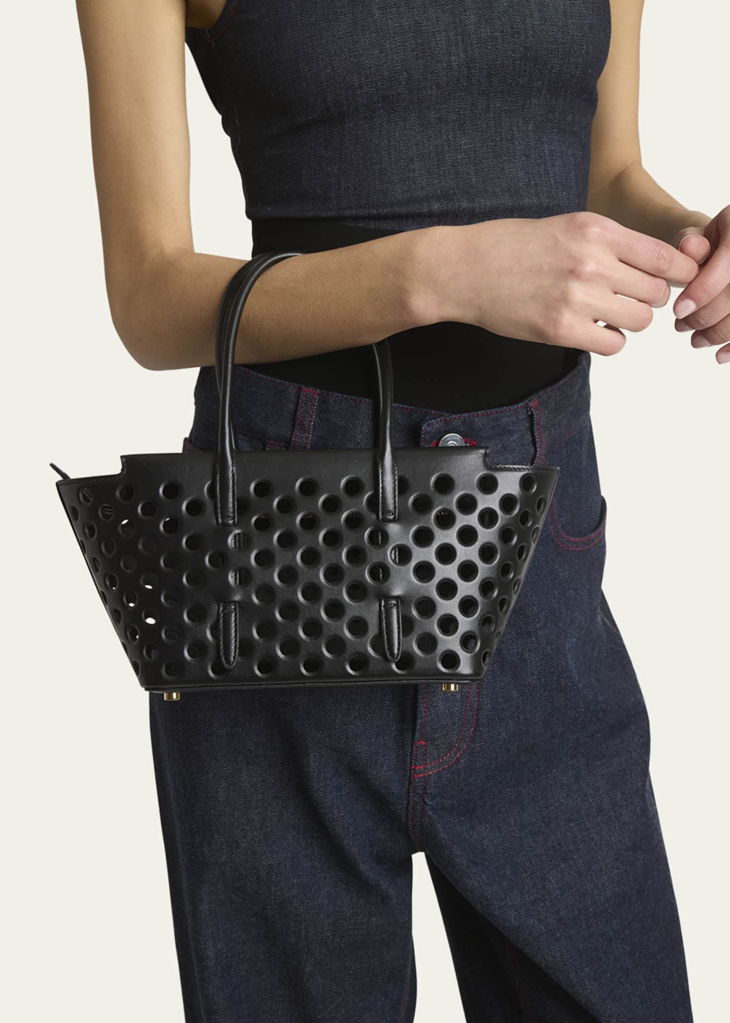 ALAIA Neo Mina 20 Perforated Top-Handle Bag in Leather Image 2 of 5