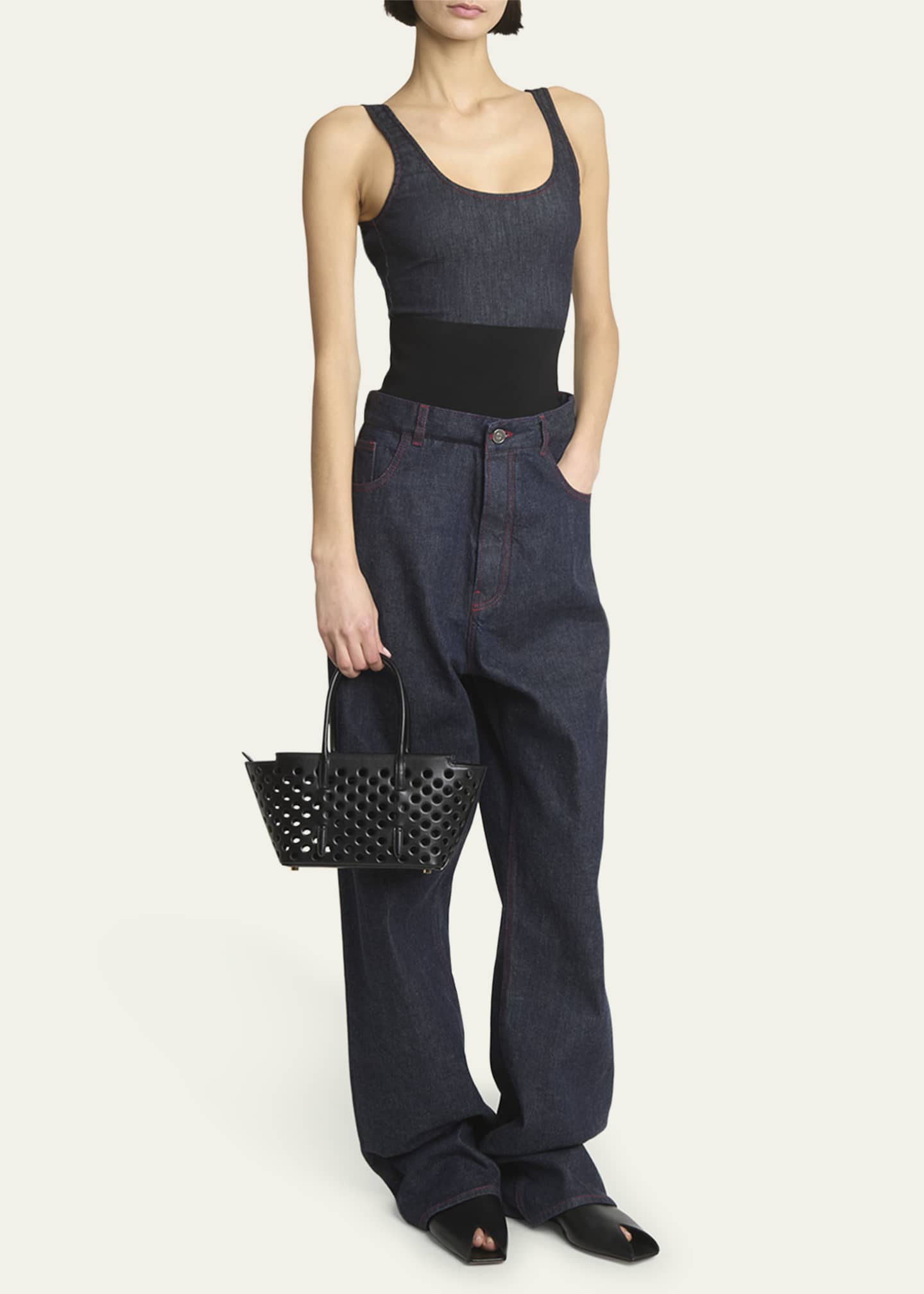ALAIA Neo Mina 20 Perforated Top-Handle Bag in Leather Image 5 of 5