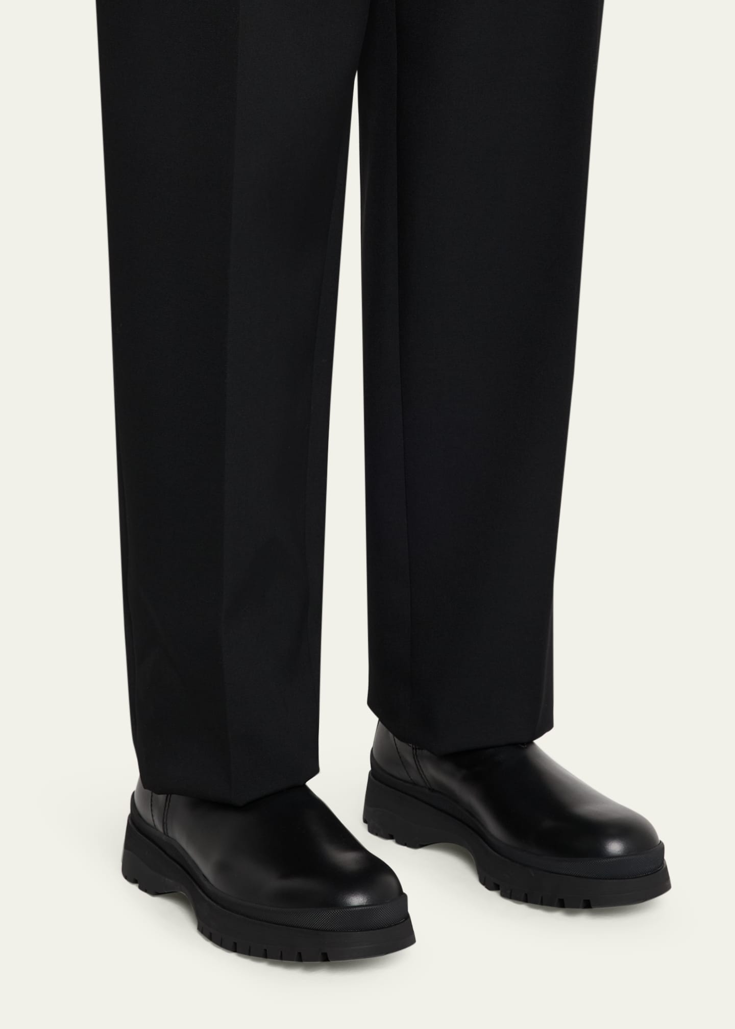 Prada Men's Brixxen Leather and Neoprene Chelsea Boots - Bergdorf