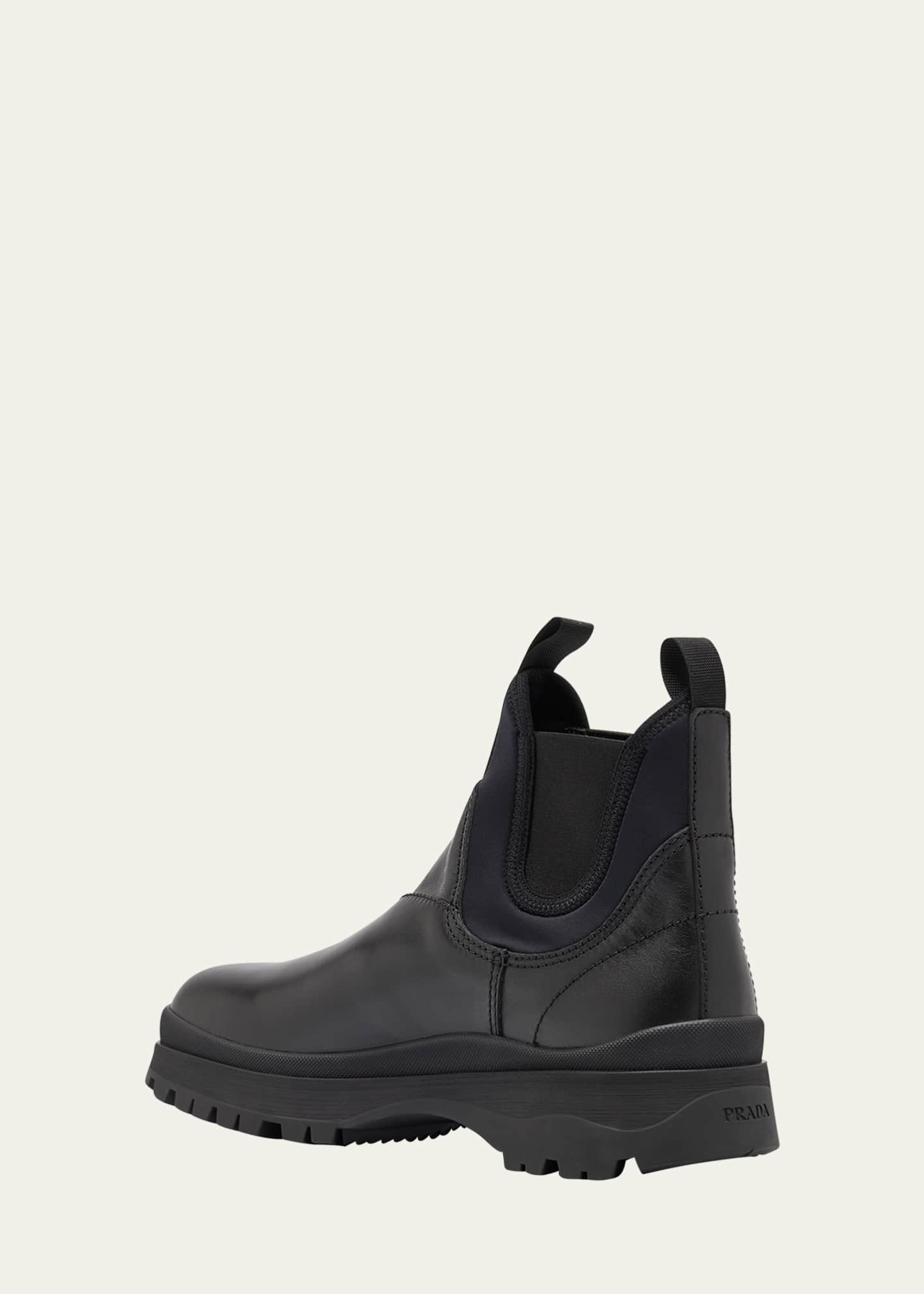Prada Men's Brixxen Leather and Neoprene Chelsea Boots Image 2 of 3