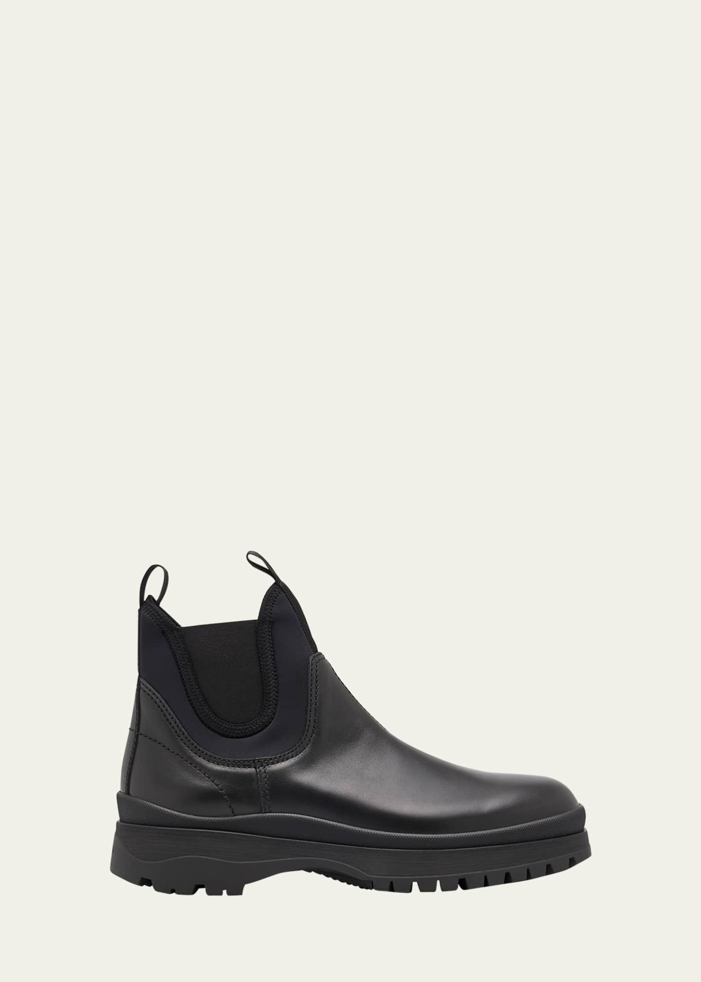Prada Men's Brixxen Leather and Neoprene Chelsea Boots Image 1 of 3