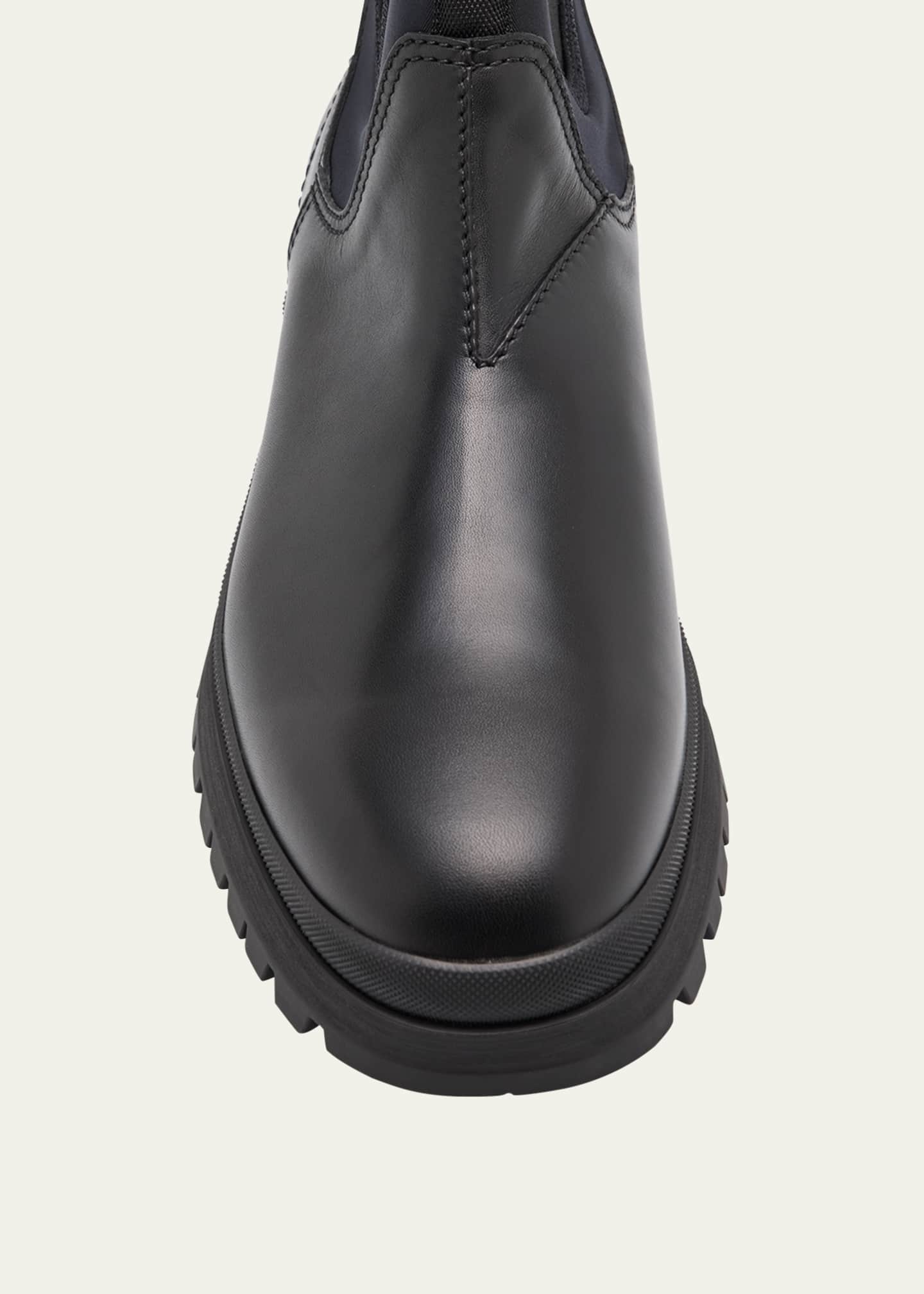 Prada Men's Brixxen Leather and Neoprene Chelsea Boots Image 3 of 3