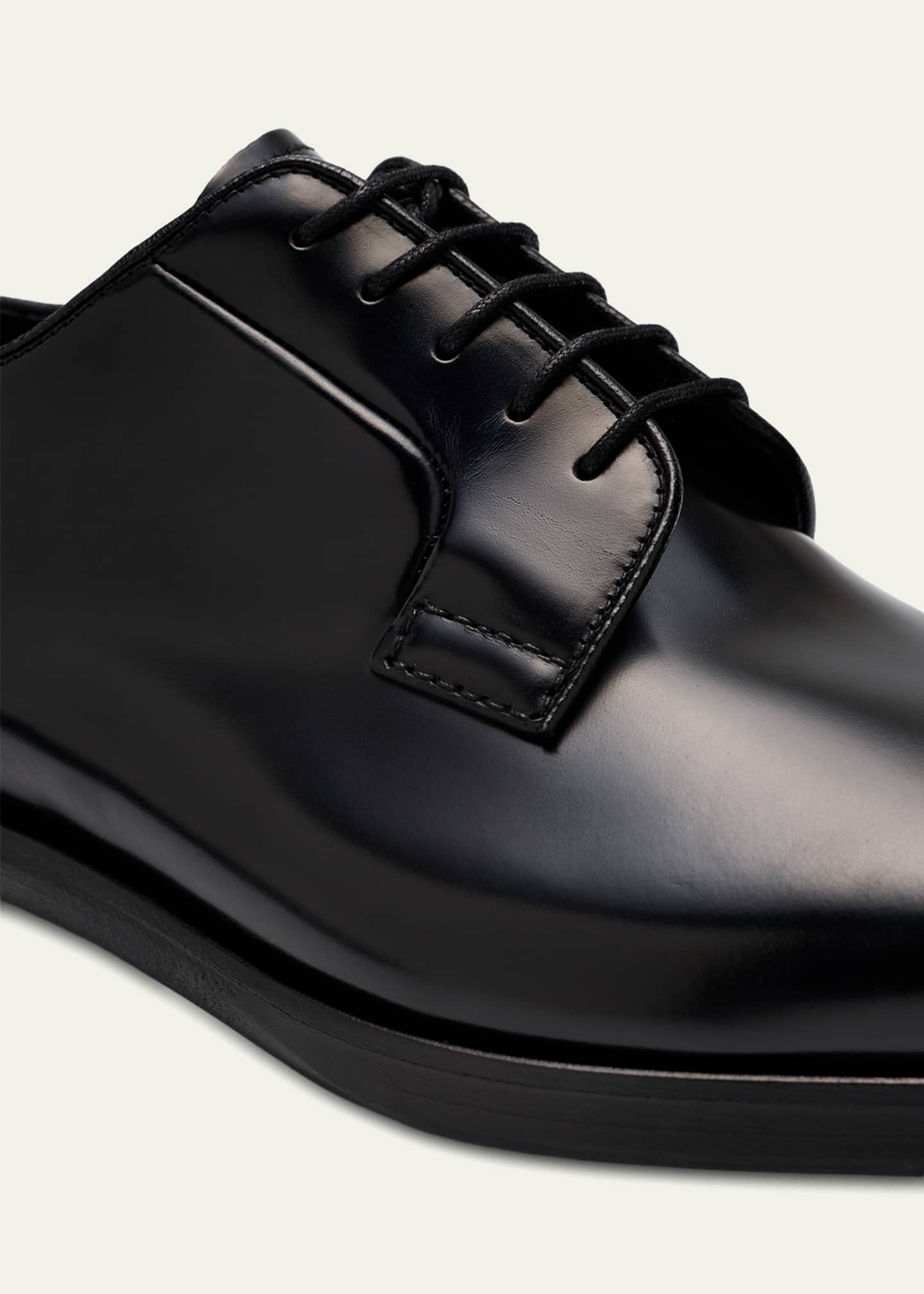 princess polly baby blue dress Prada Men's Brushed Leather Lace-Up Shoes - Black