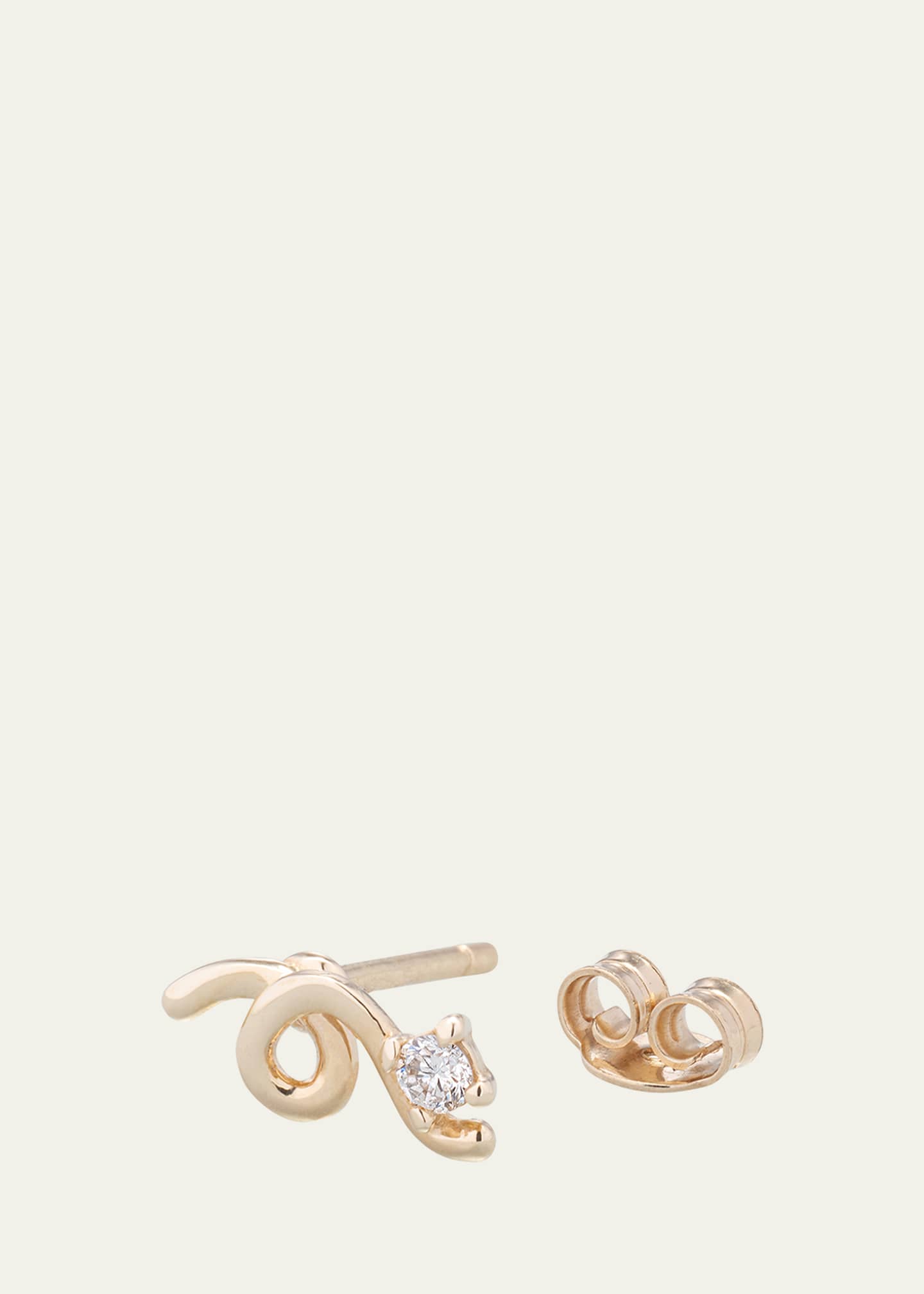 Bea Bongiasca Mini Loop Earring in 9K Yellow Gold with Diamonds, Single Image 1 of 3