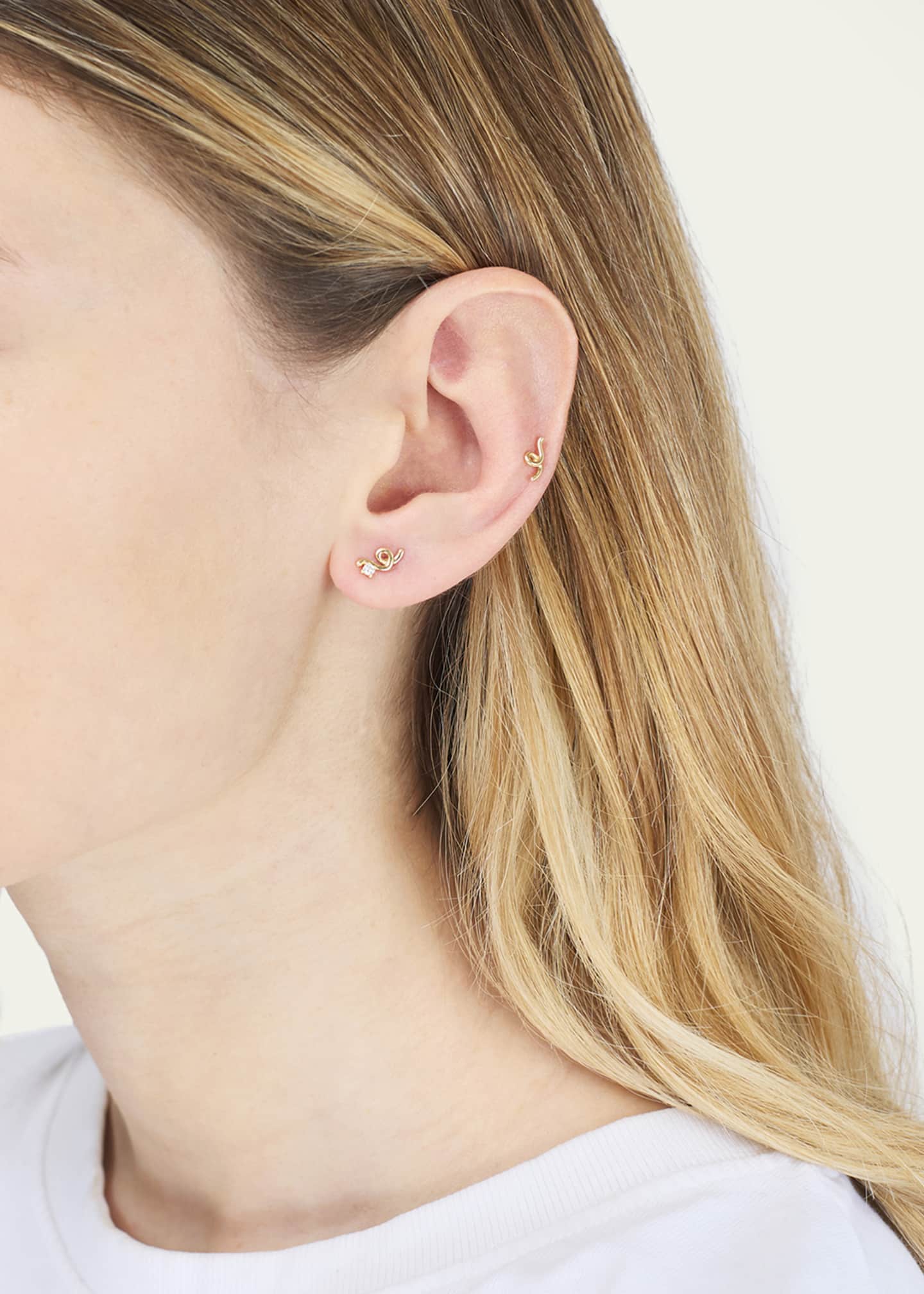 Bea Bongiasca Mini Loop Earring in 9K Yellow Gold with Diamonds, Single Image 3 of 3