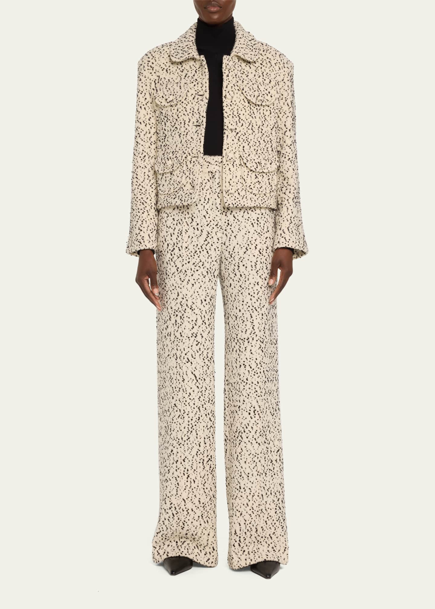 Adam Lippes Dalmatian Tweed Wide-Leg Pants Image 2 of 5