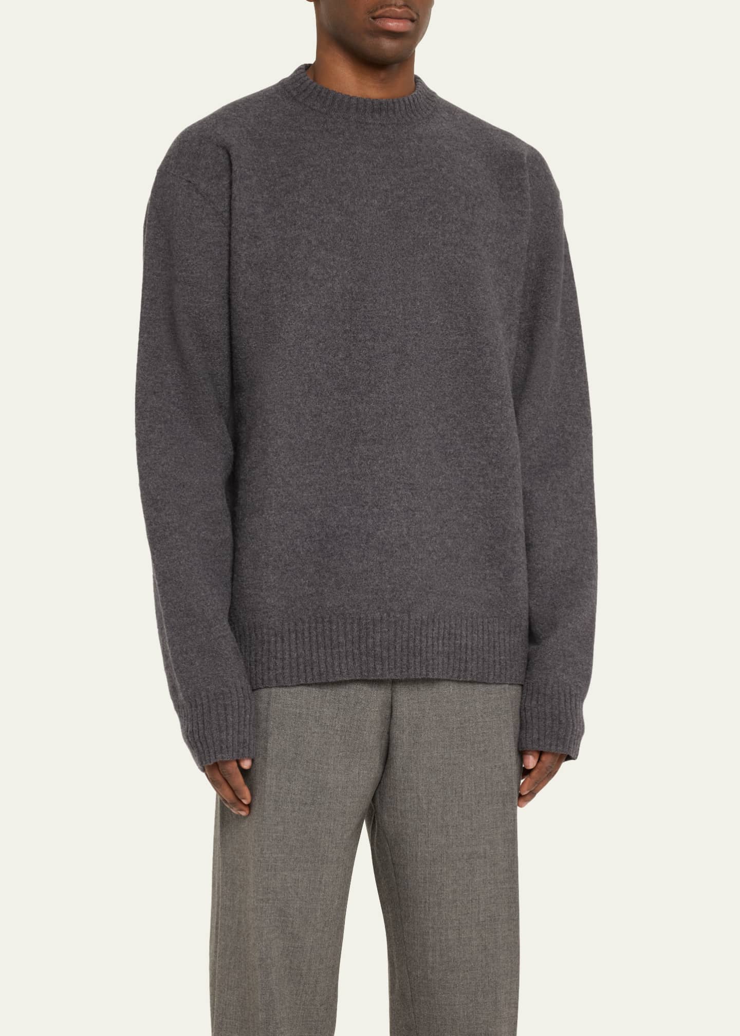 Jil Sander Men's Boiled Wool Crew Sweater Image 4 of 5