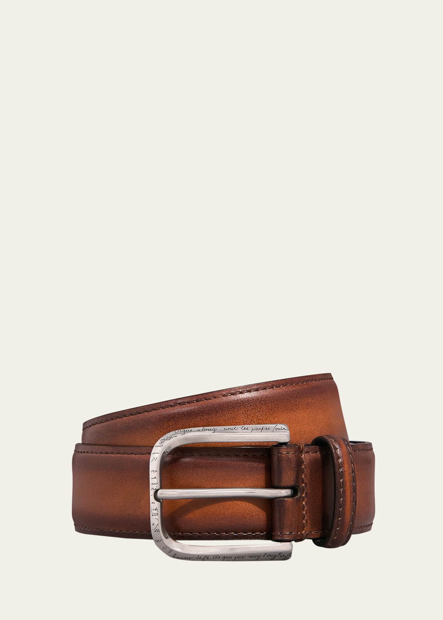 Berluti Men's C0085 Curve Leather Belt Image 1 of 2
