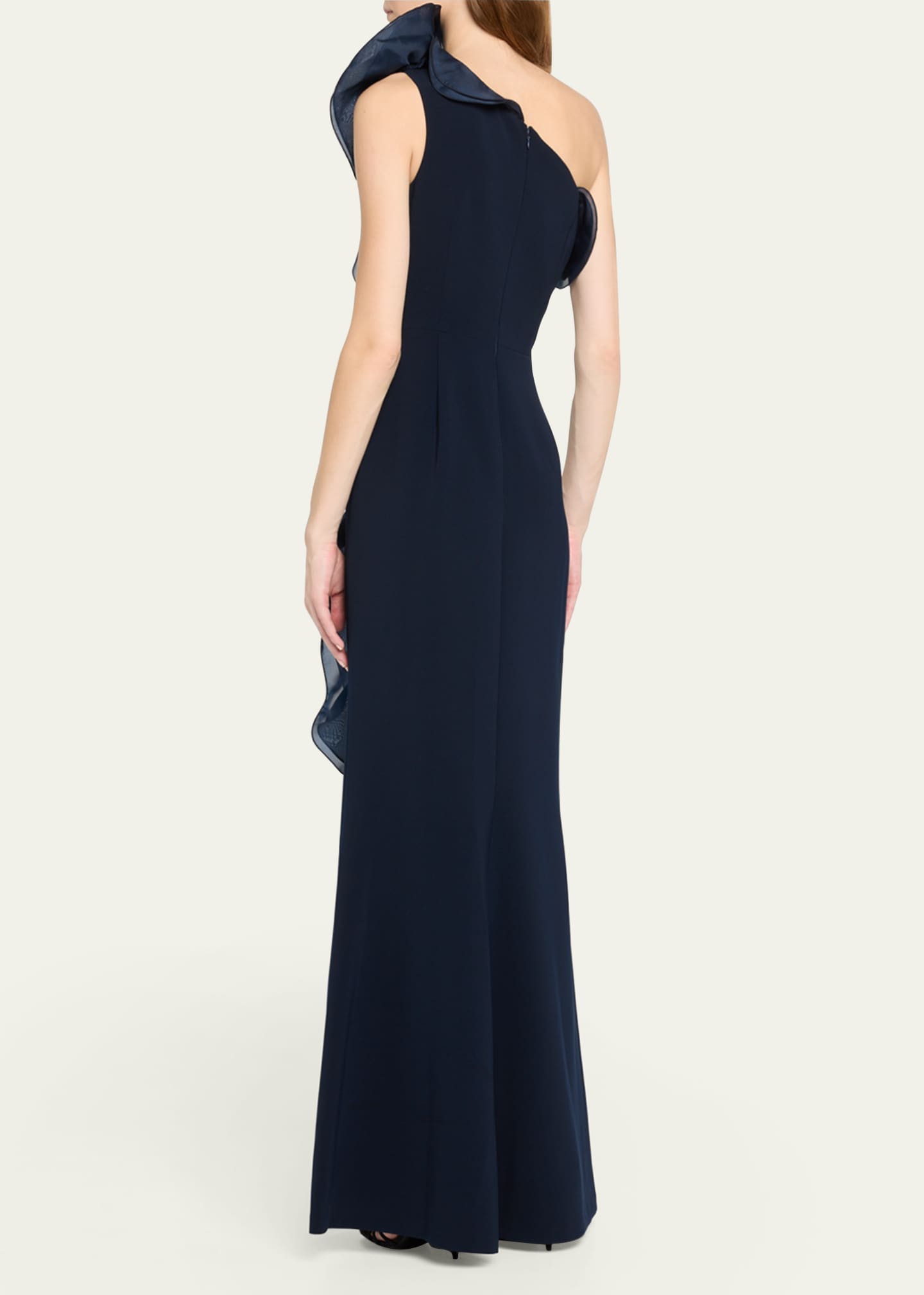 Rickie Freeman for Teri Jon One-Shoulder Ruffle Column Gown Image 3 of 5