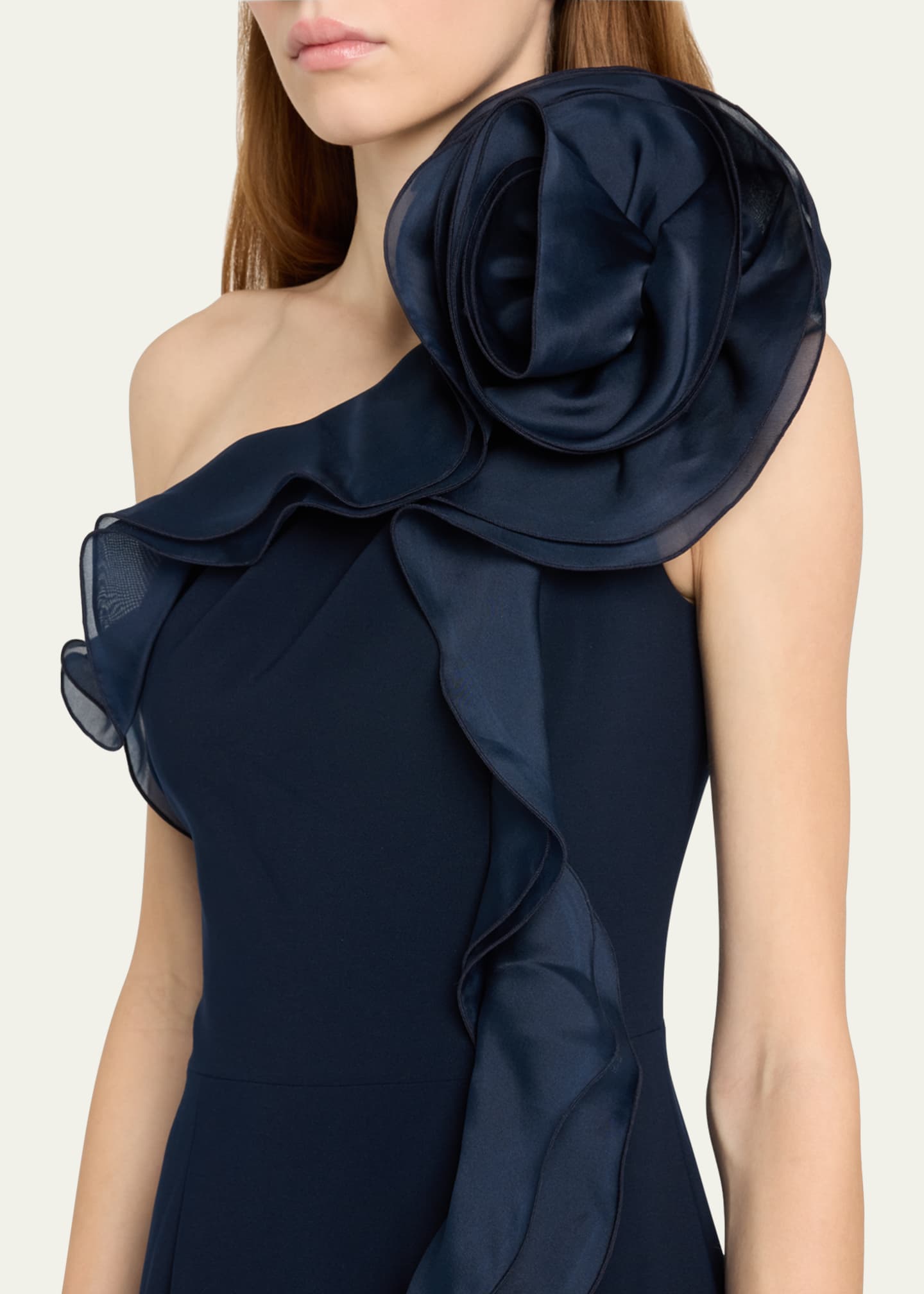 Rickie Freeman for Teri Jon One-Shoulder Ruffle Column Gown Image 5 of 5