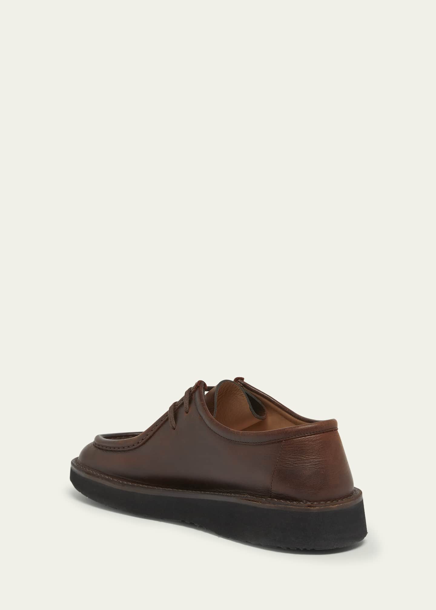 Loewe Men's Faro Moc-Toe Leather Derby Shoes Image 4 of 5