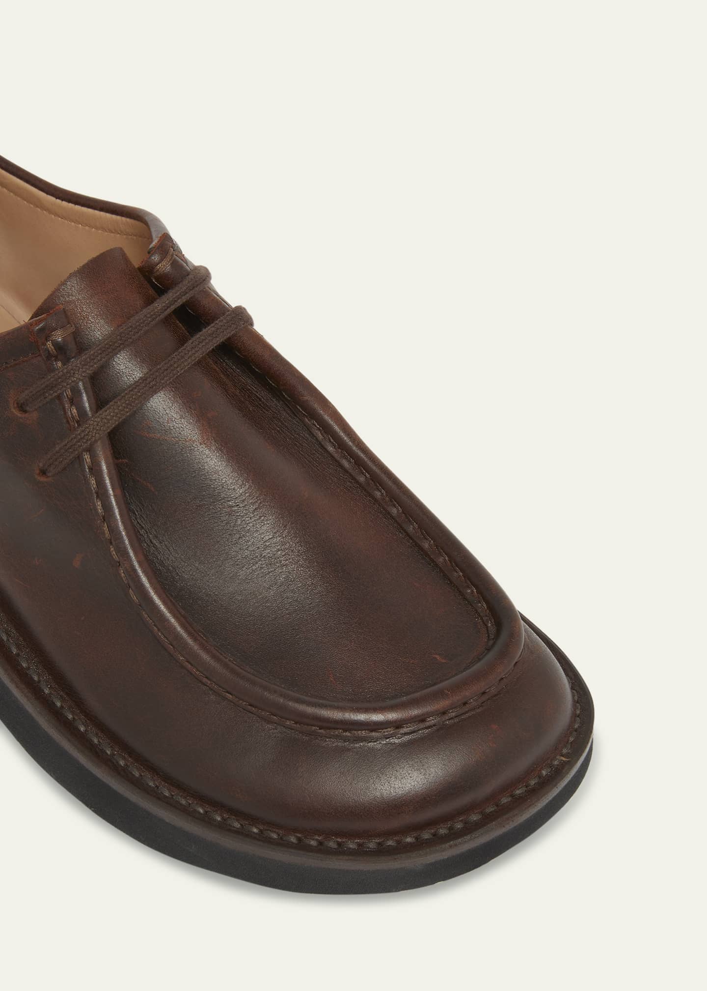 Loewe Men's Faro Moc-Toe Leather Derby Shoes Image 5 of 5