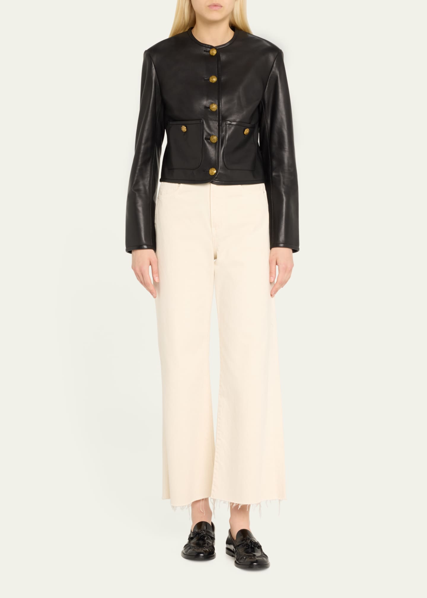 Veronica Beard Taylor Cropped High-Rise Wide Jeans Image 2 of 5