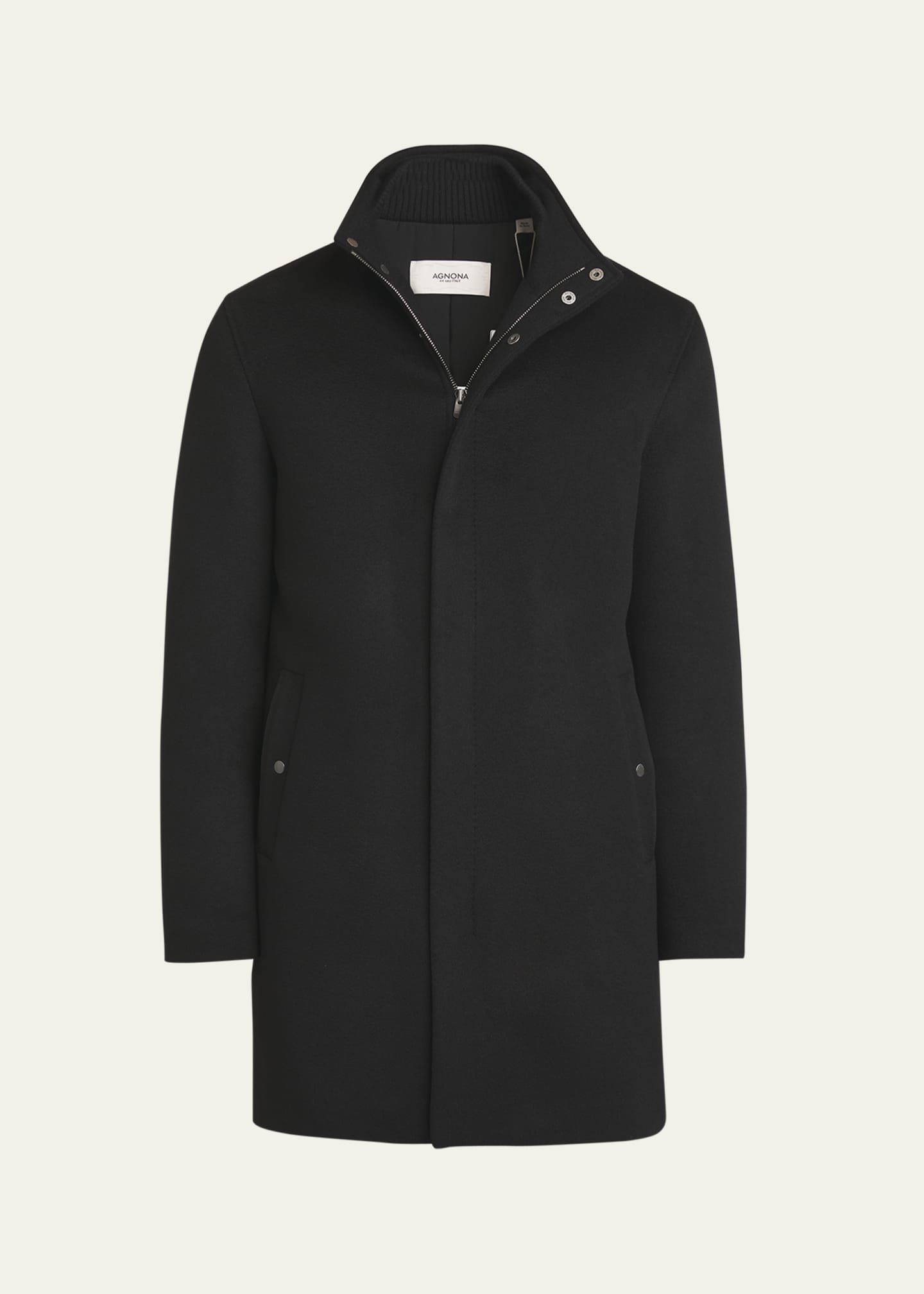 Agnona Men s Cashmere Zip Coat Black Men s 54 EU 44 Us Coats Jackets Outerwear Wool Double Breasted Coats