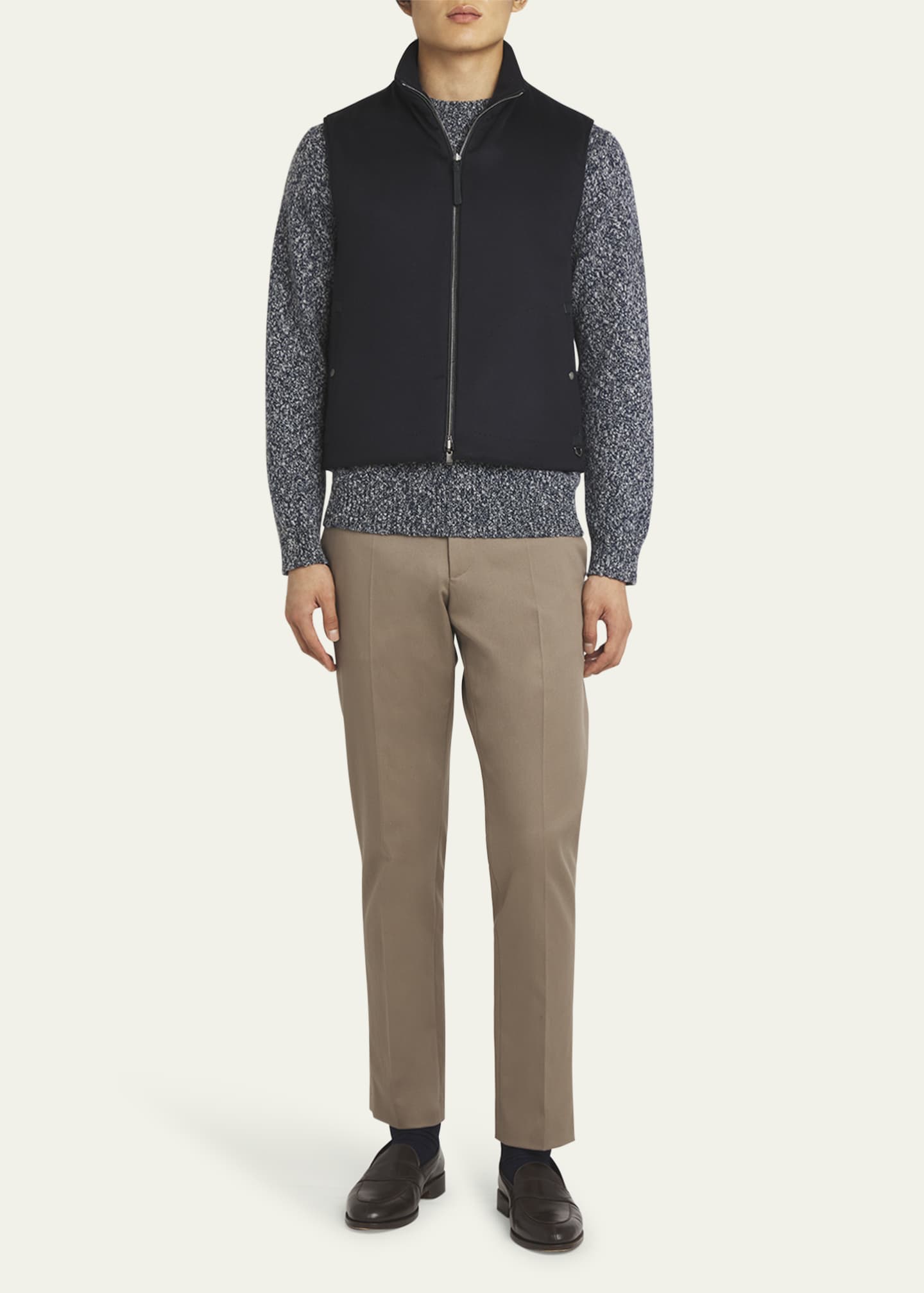 Agnona Men's Zip Cashmere Vest Image 2 of 5