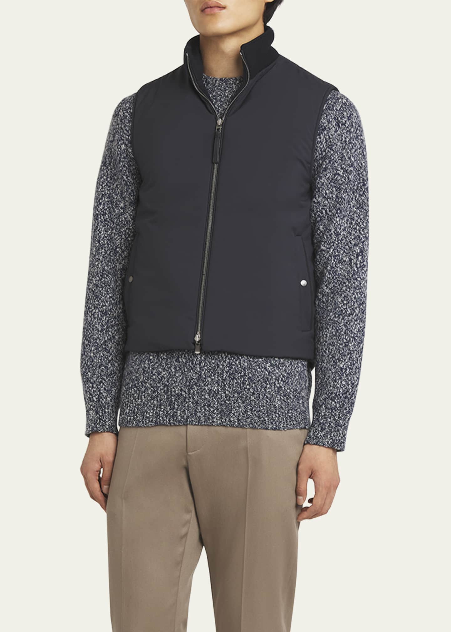 Agnona Men's Zip Cashmere Vest Image 4 of 5