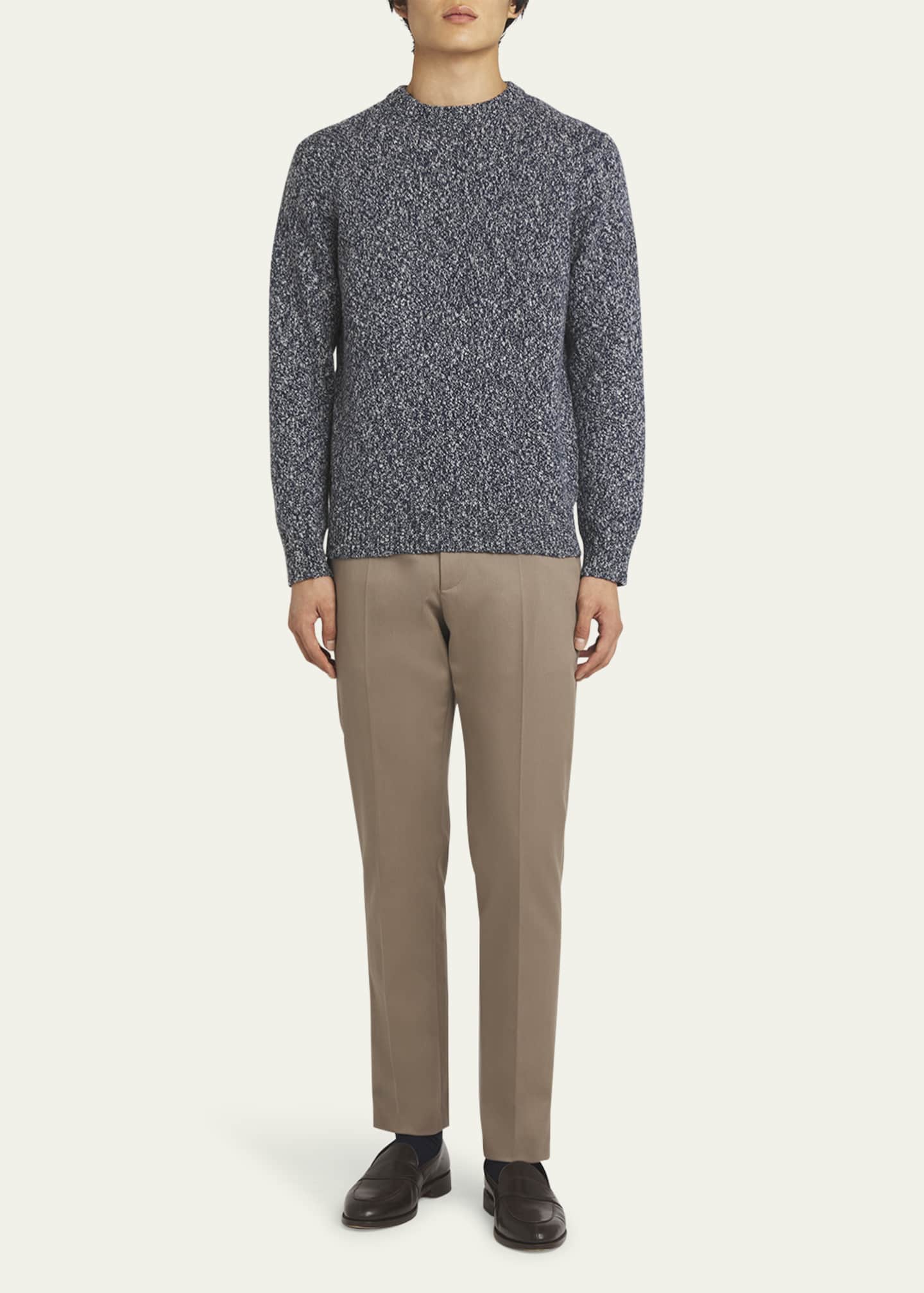Agnona Men's Cashmere-Wool Jersey Crewneck Sweater Image 2 of 5