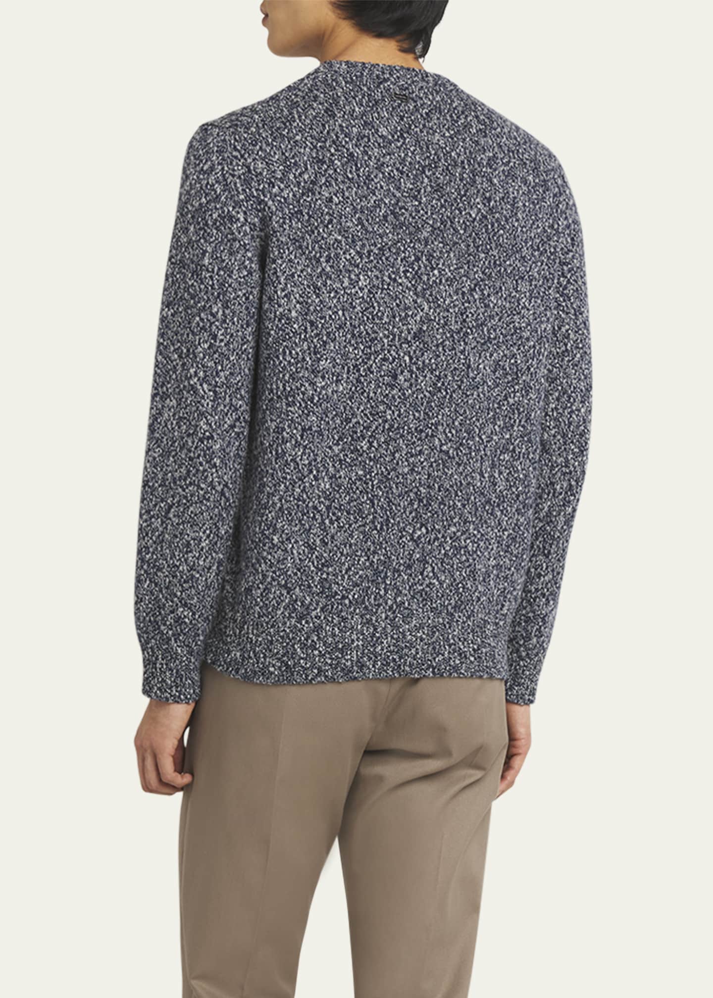Agnona Men's Cashmere-Wool Jersey Crewneck Sweater Image 3 of 5