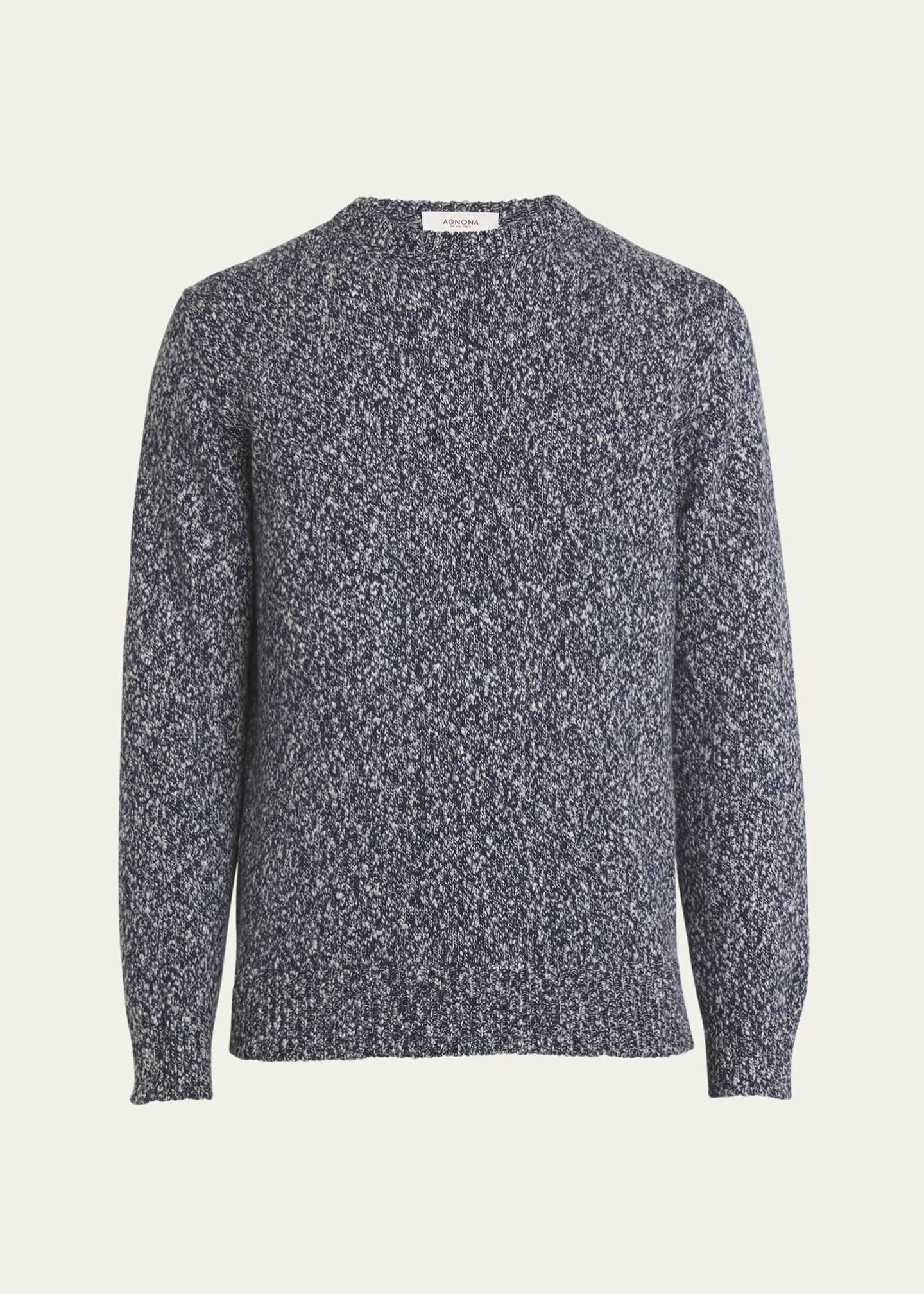 Agnona Men's Cashmere-Wool Jersey Crewneck Sweater Image 1 of 5