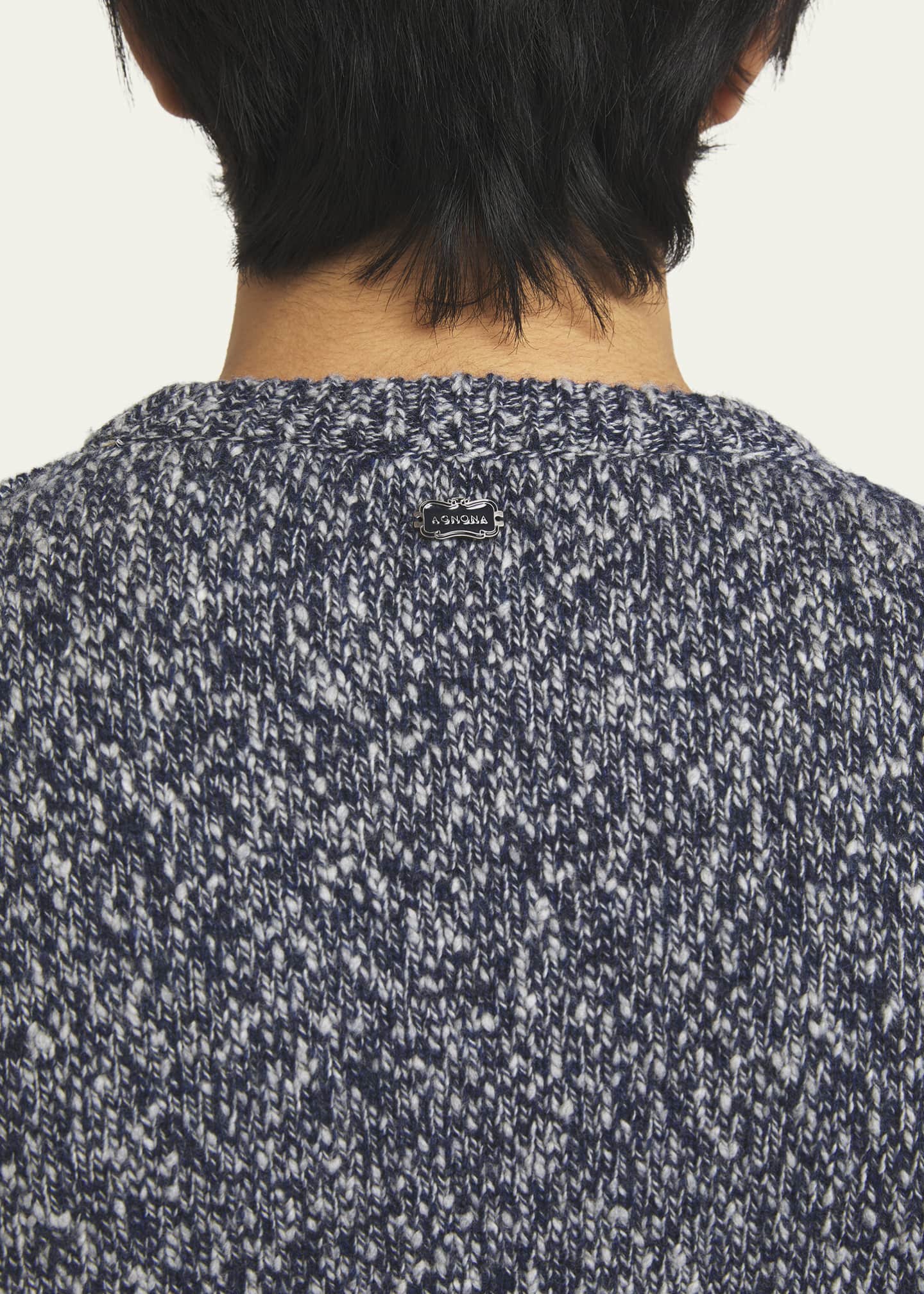 Agnona Men's Cashmere-Wool Jersey Crewneck Sweater Image 5 of 5